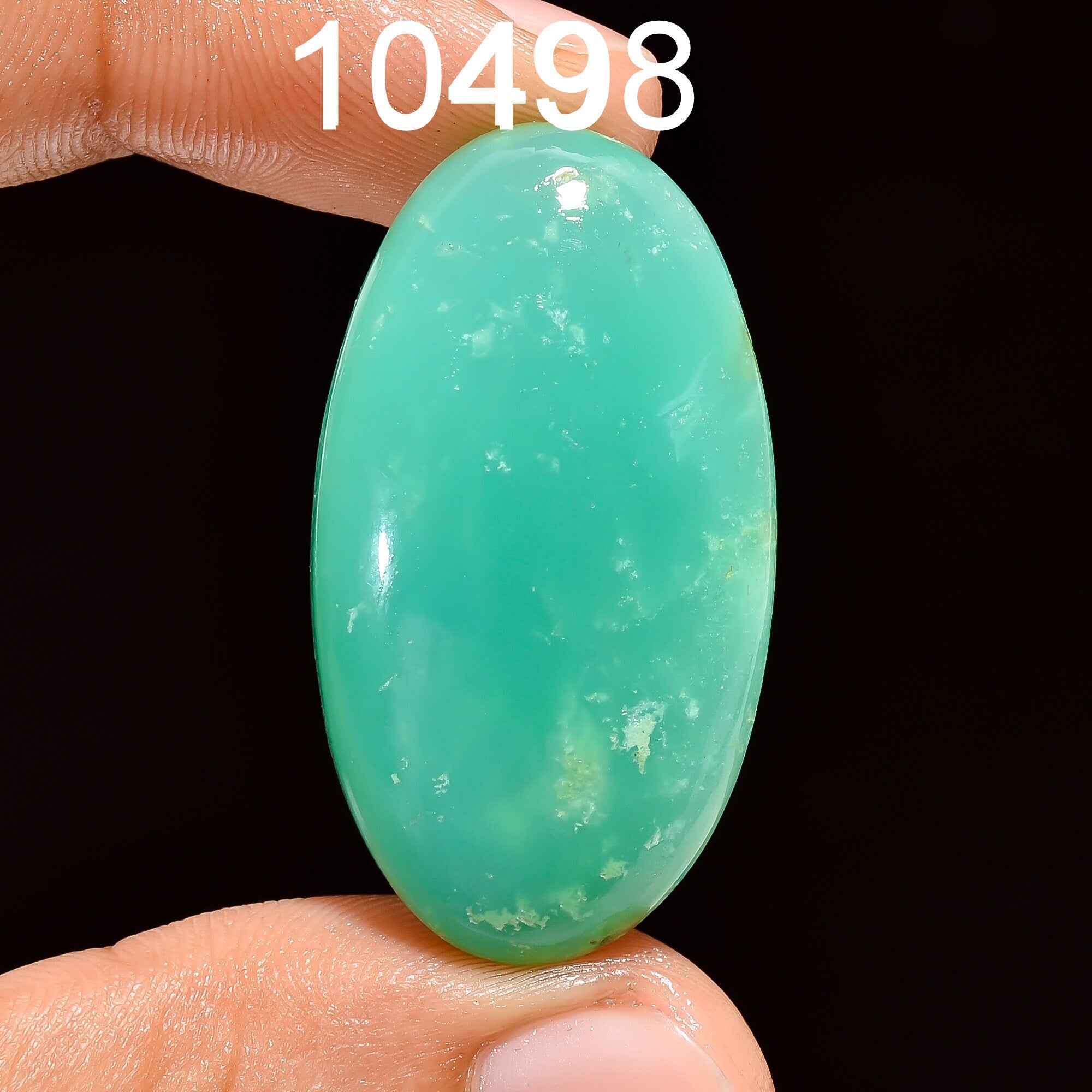 Natural Green Chrysoprase Cabochon, Handmade Oval Loose Stone - image 5
