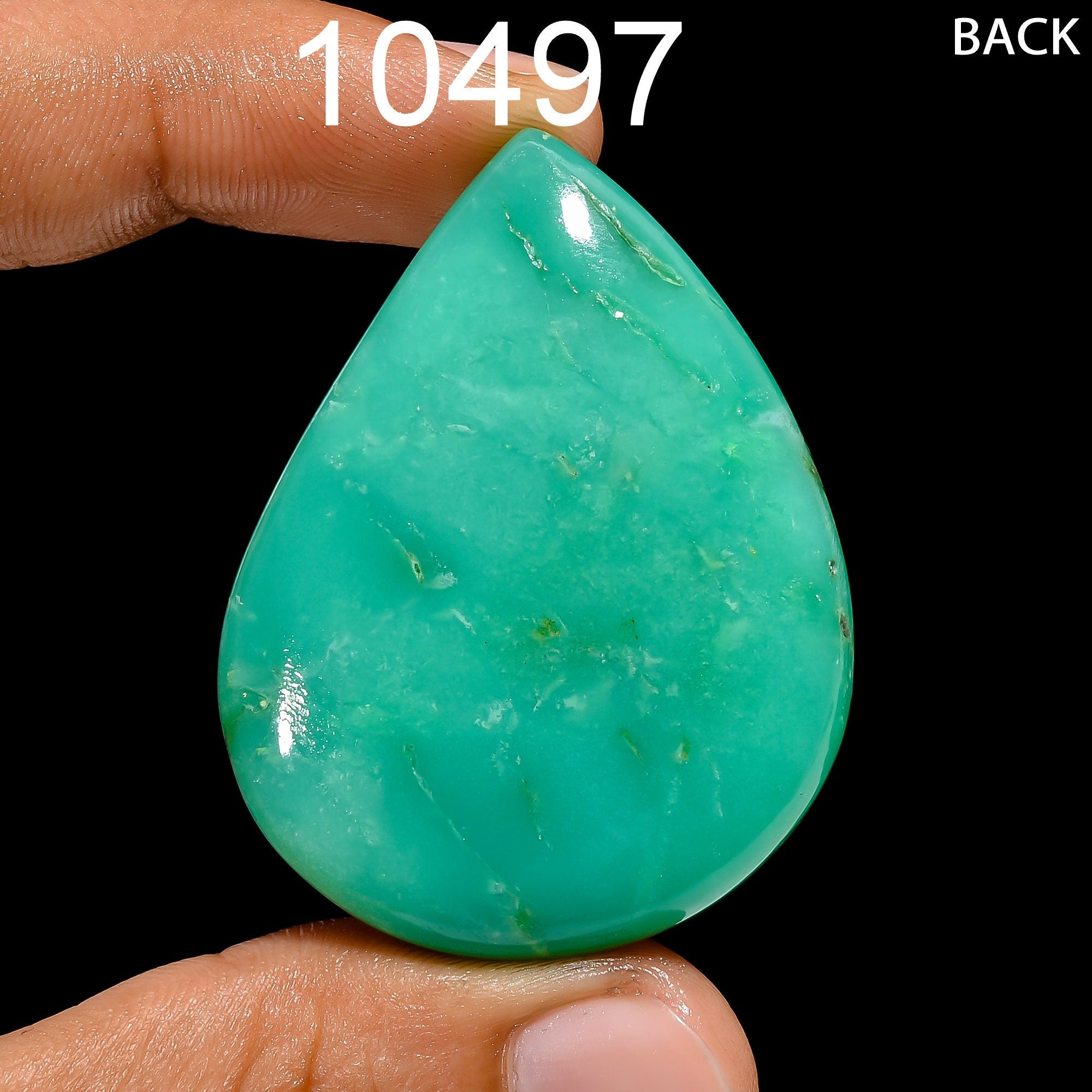 Natural Green Chrysoprase Cabochon, Handmade Oval Loose Stone - image 4