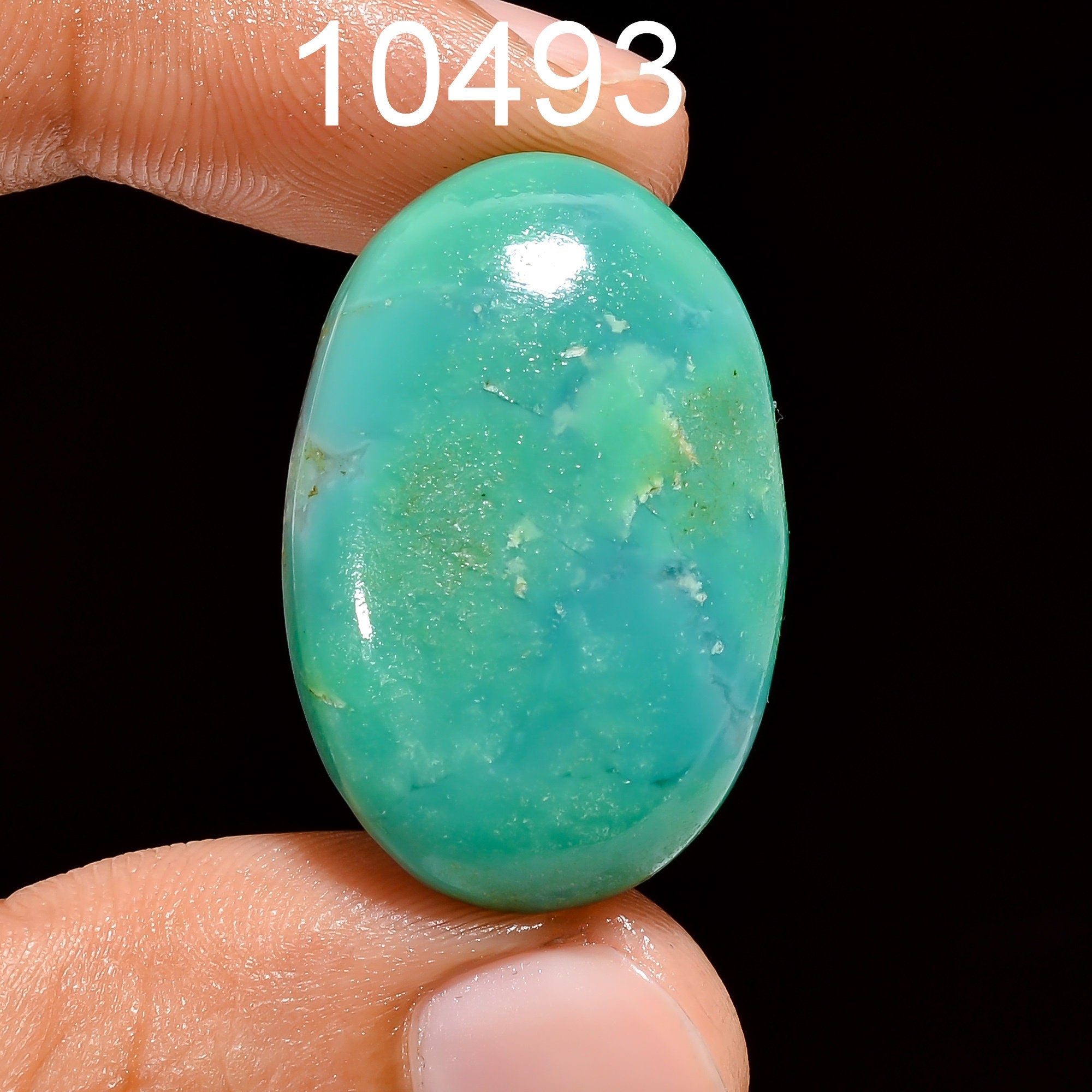 Natural Green Chrysoprase Cabochon, Handmade Oval Loose Stone