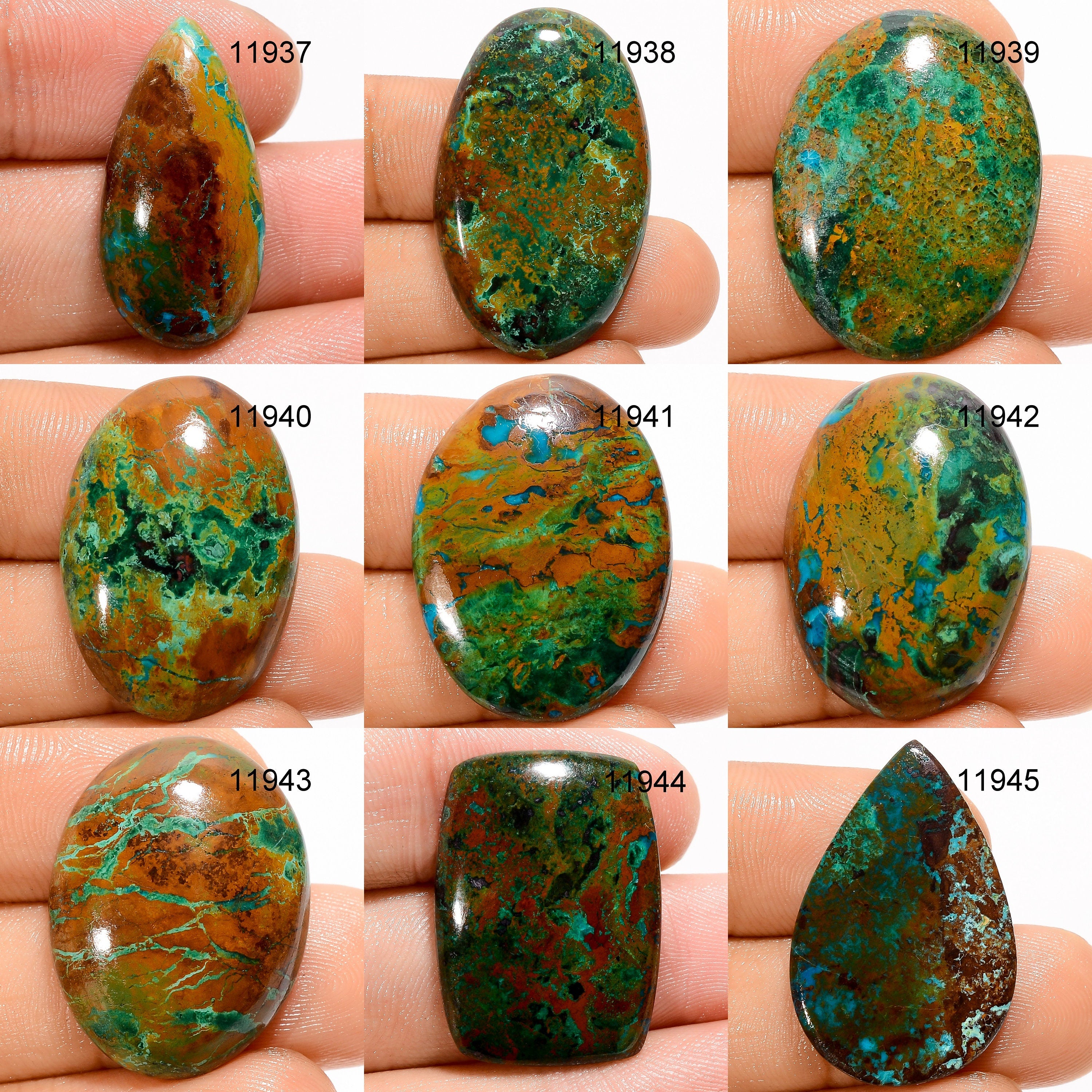 Parrot Wing Chrysocolla Cabochon, Loose Gemstone, Jewelry Making Supply - image 3