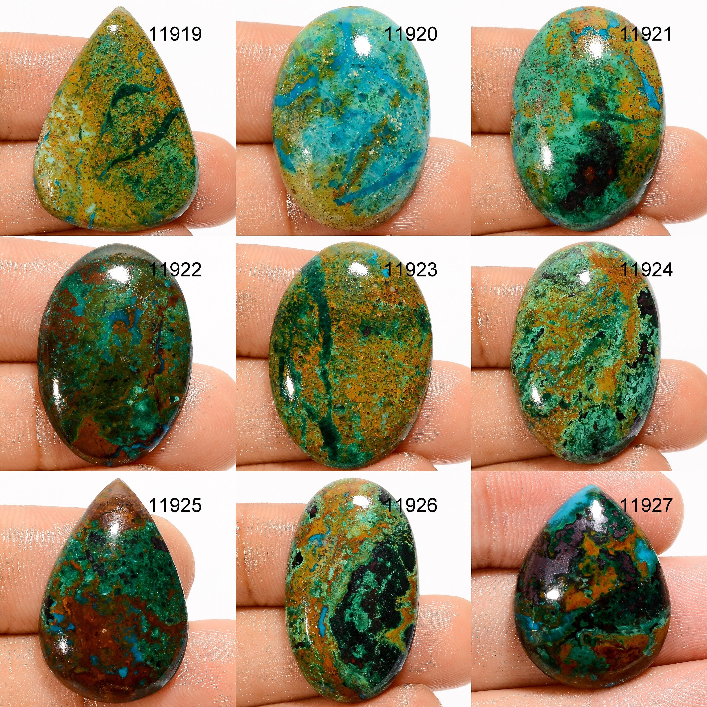 Parrot Wing Chrysocolla Cabochon, Loose Gemstone, Jewelry Making Supply - image 2