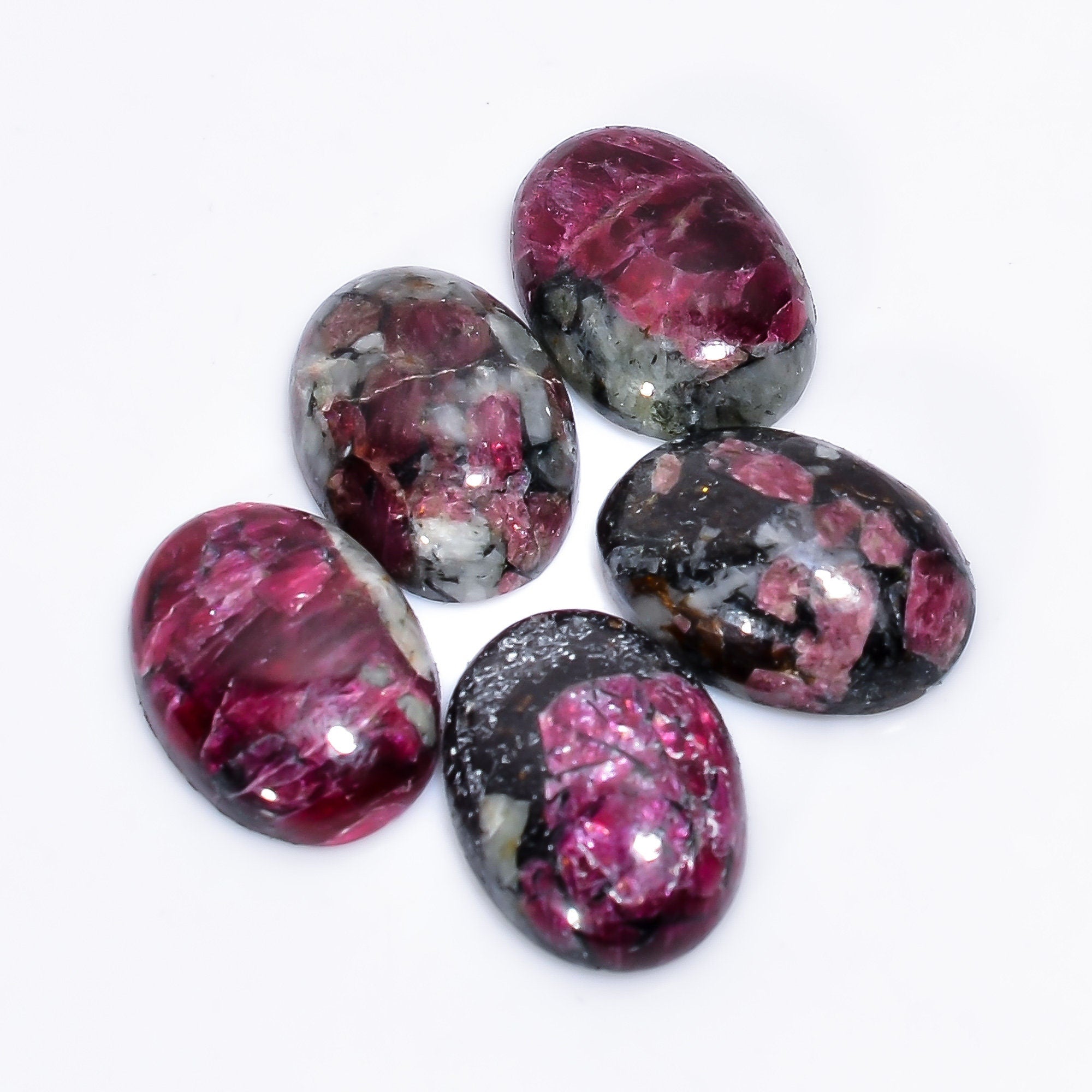 5 Pcs Natural Eudialyte Gemstone Cabochon, 14x10 mm Oval Shape. - image 3