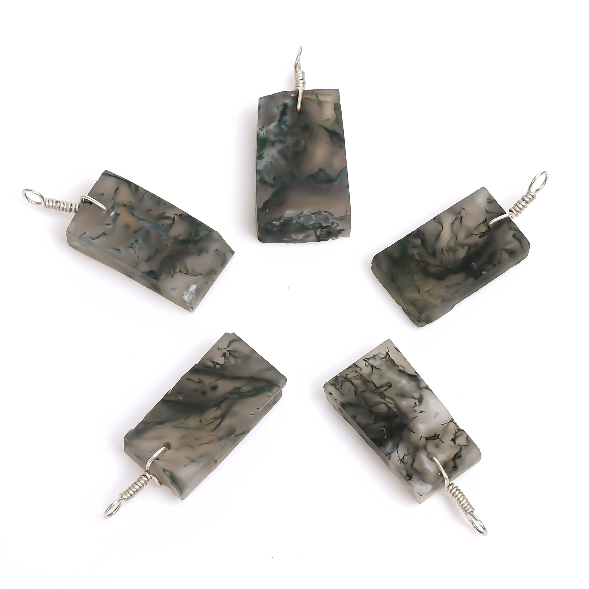 A+ Moss Agate Dainty Pendant Necklace