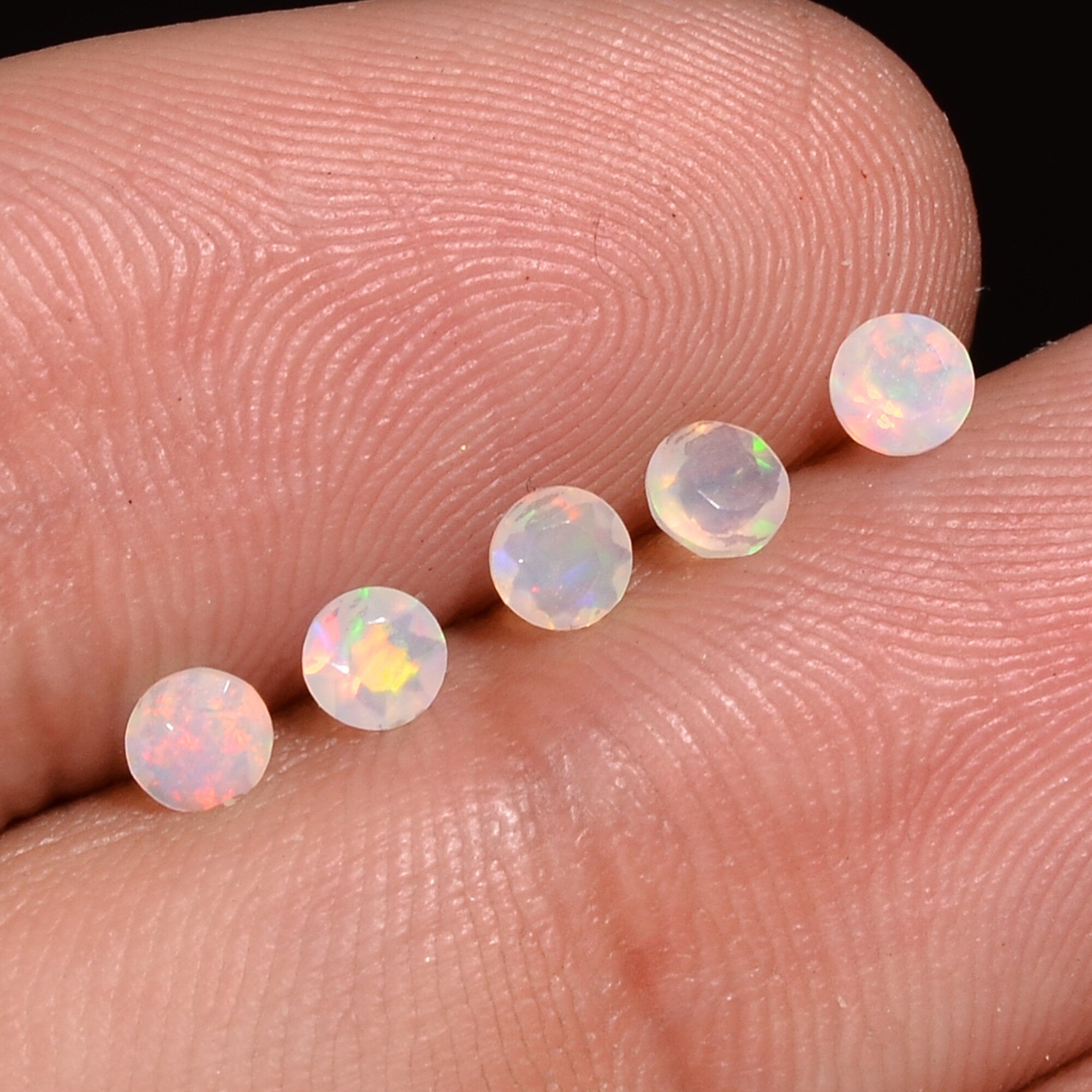 3 MM Natural Ethiopian Opal Round Shape Gemstone- Brilliant Cut- Fire Play Opal Crystal-DIY Jewelry Making Supply- Calib - image 4