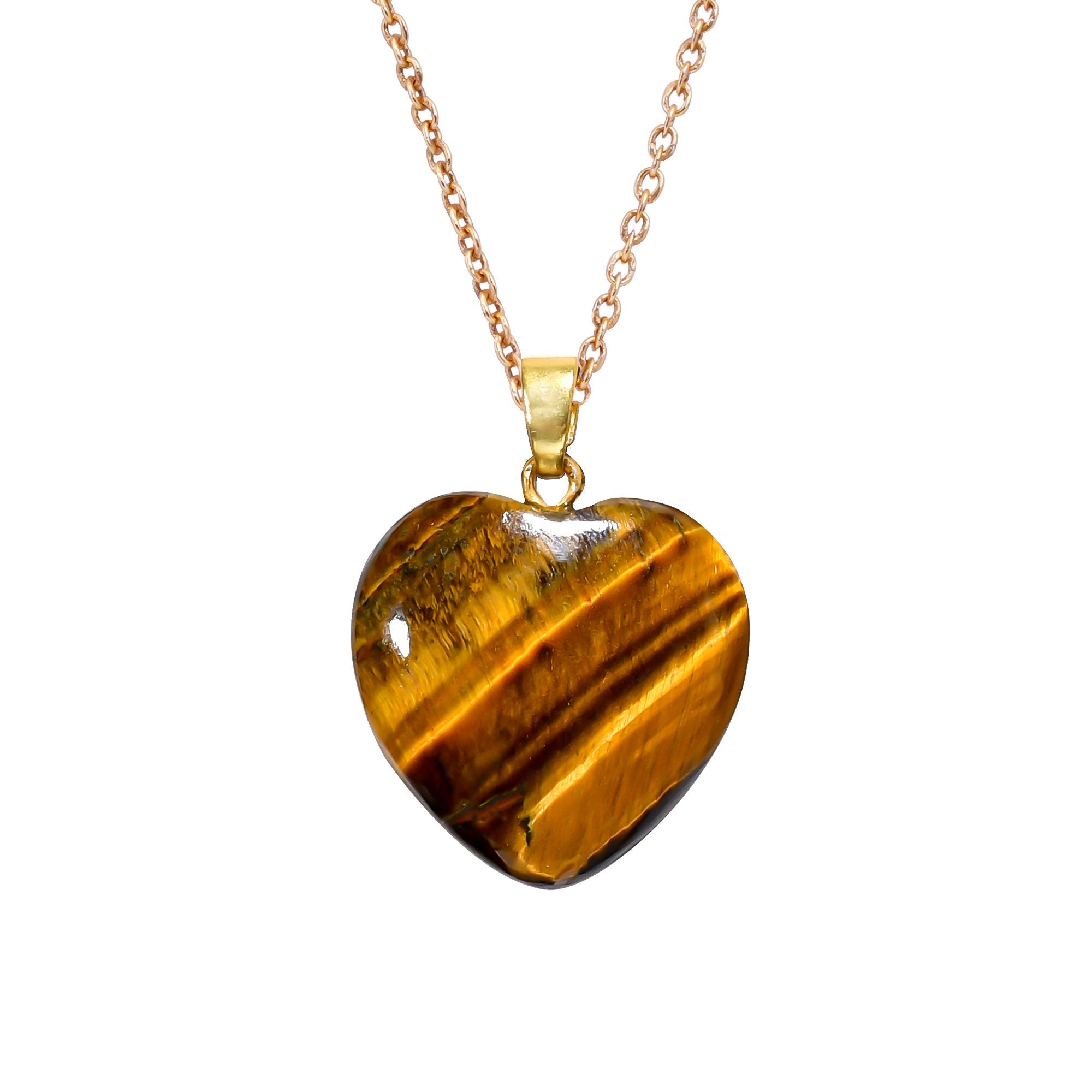 Tiger Eye Heart Pendant in 20–30 mm sizes
