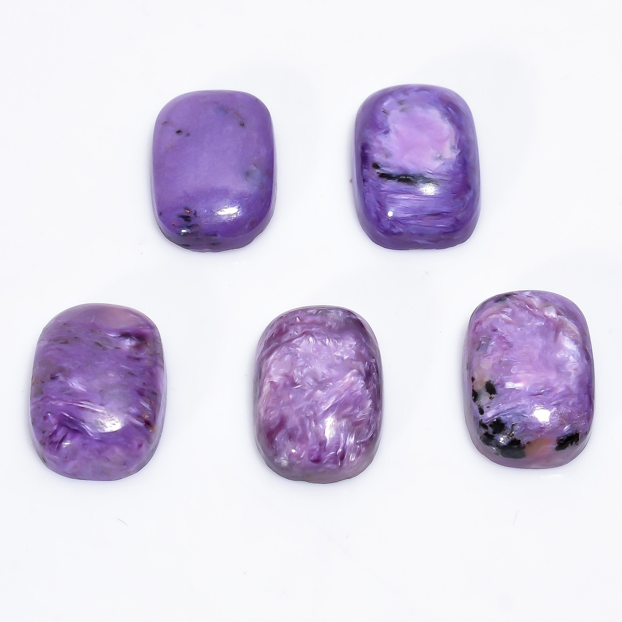 5 Pcs Purple Charoite Gemstone Calibrated Size 14x10 mm, Radiant Shape Natural Purple Charoite Gemstone Cabochon For Rin - image 4