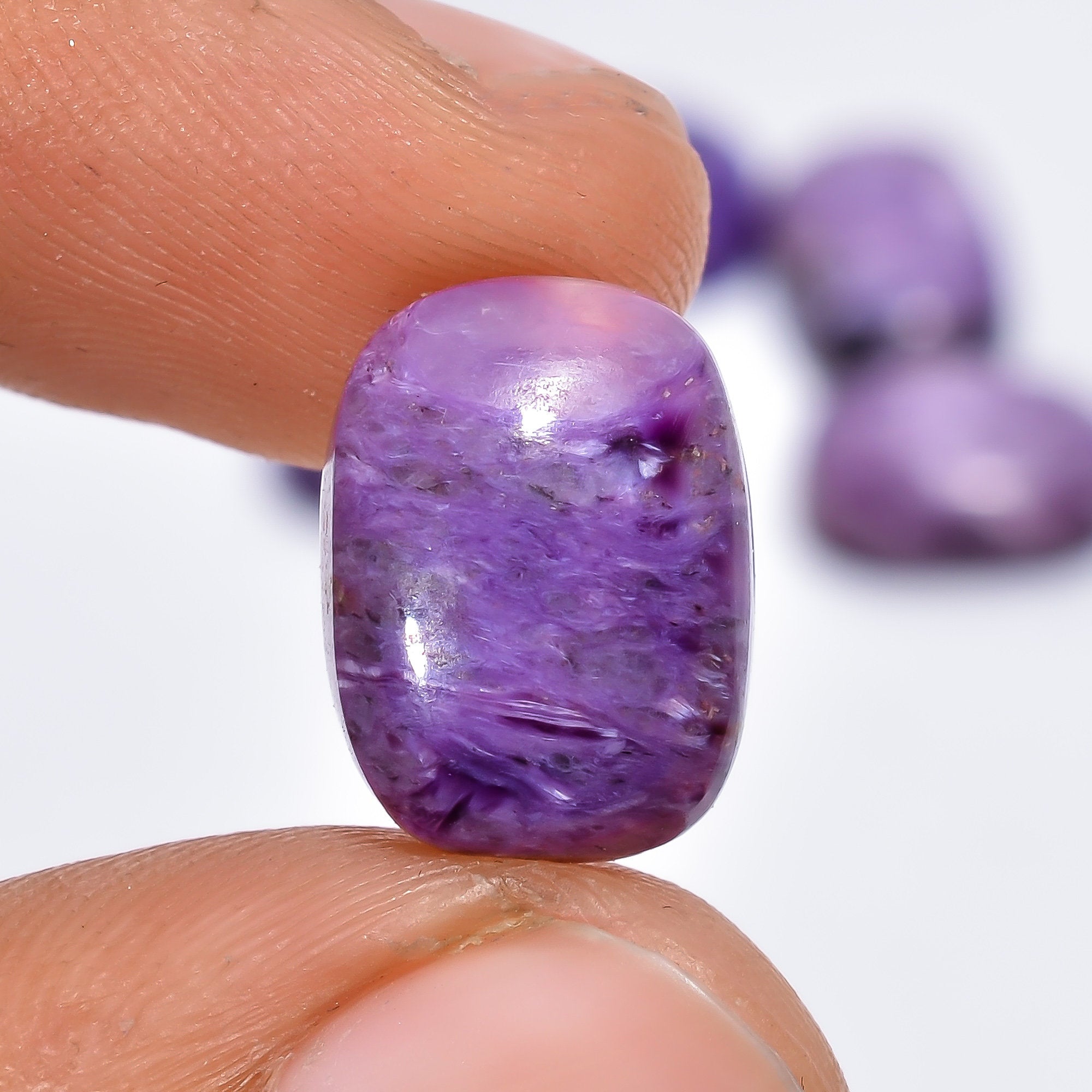 5 Pcs Purple Charoite Gemstone Calibrated Size 14x10 mm, Radiant Shape Natural Purple Charoite Gemstone Cabochon For Rin - image 3