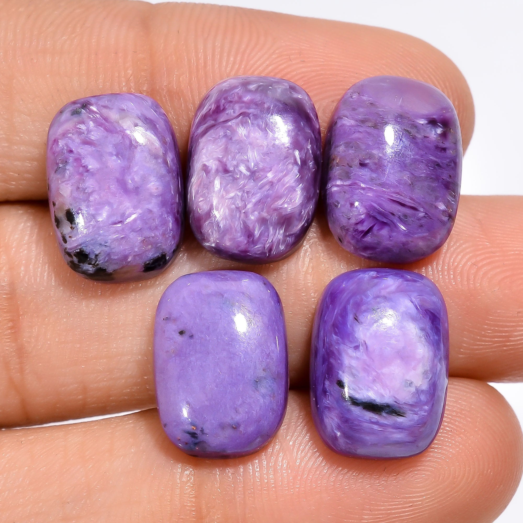 5 Pcs Purple Charoite Gemstone Calibrated Size 14x10 mm, Radiant Shape Natural Purple Charoite Gemstone Cabochon For Rin