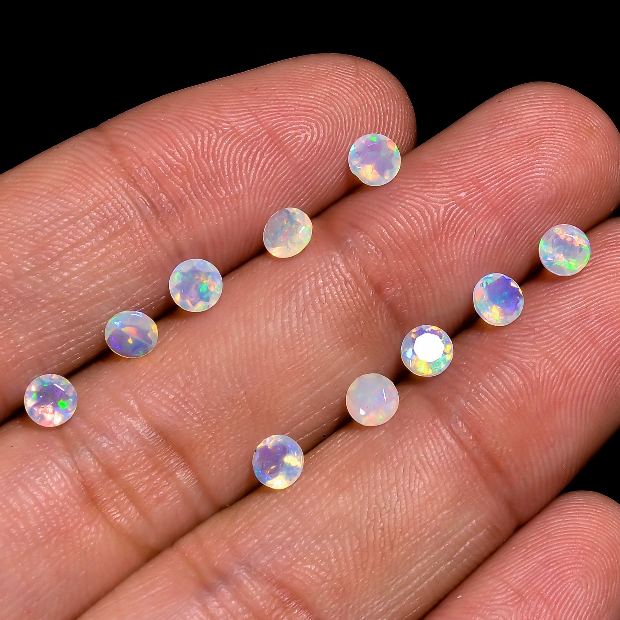 4mm Natural Ethiopian Opal Gemstone – Round Brilliant Cut, Fire Play Crystal - image 4
