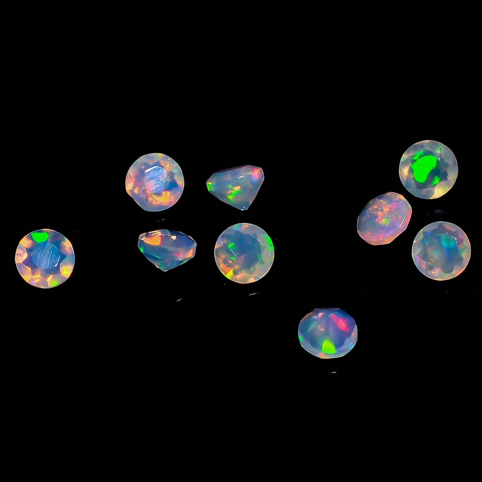 3 MM Natural Ethiopian Opal Round Shape Gemstone- Brilliant Cut- Fire Play Opal Crystal-DIY Jewelry Making Supply- Calib - image 3