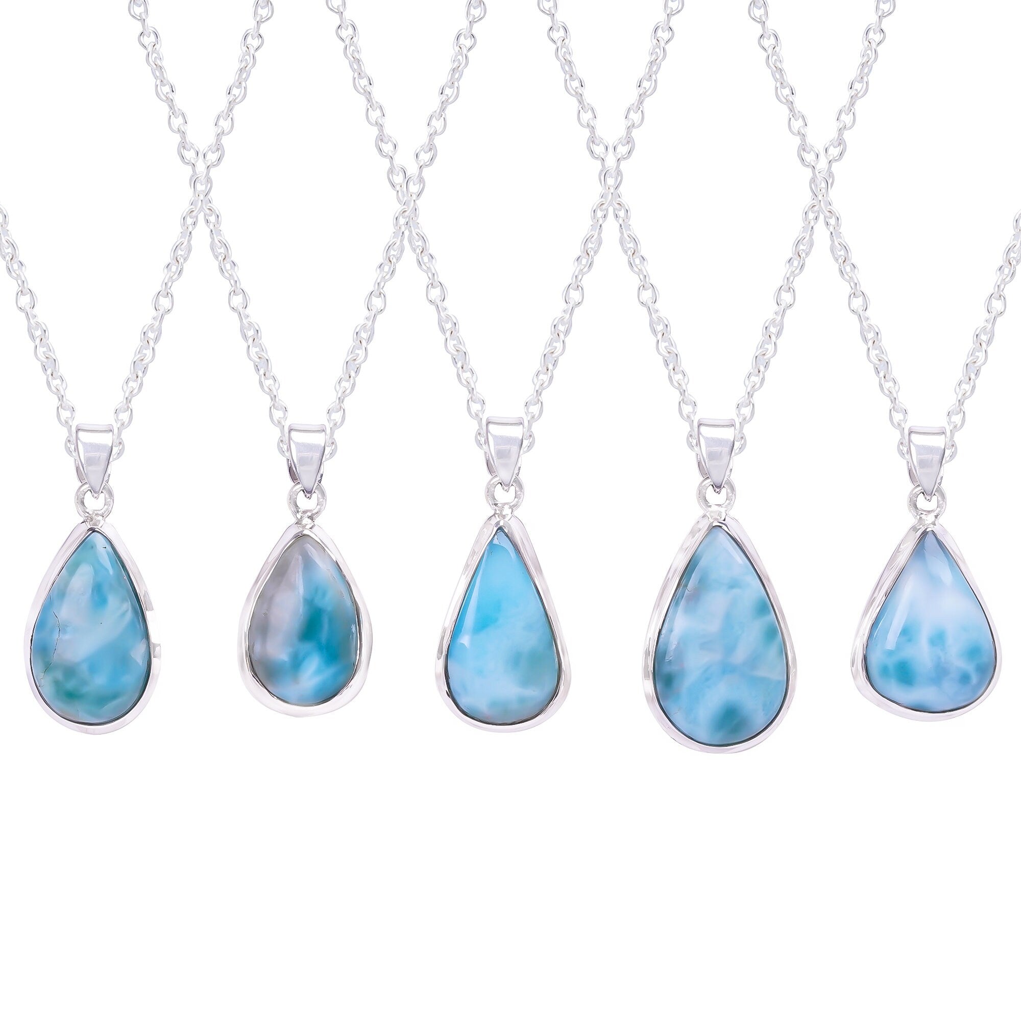 AAA Quality Blue Larimar Pendant in Pear Shape