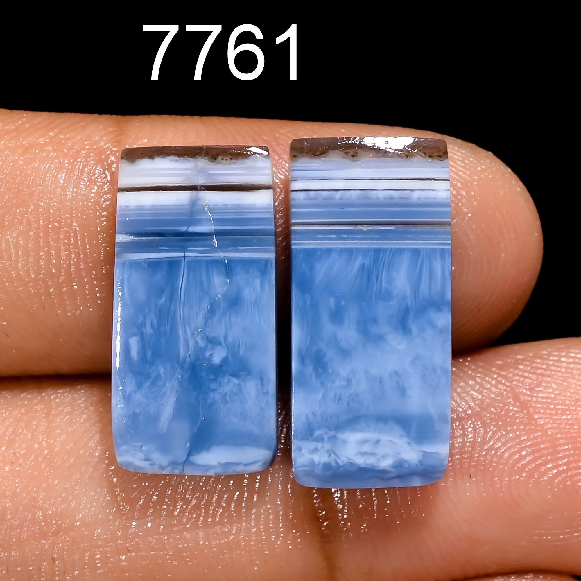 Owyhee Blue Opal Cabochon Pair, Radiant Matched Gemstones, 12 Cts