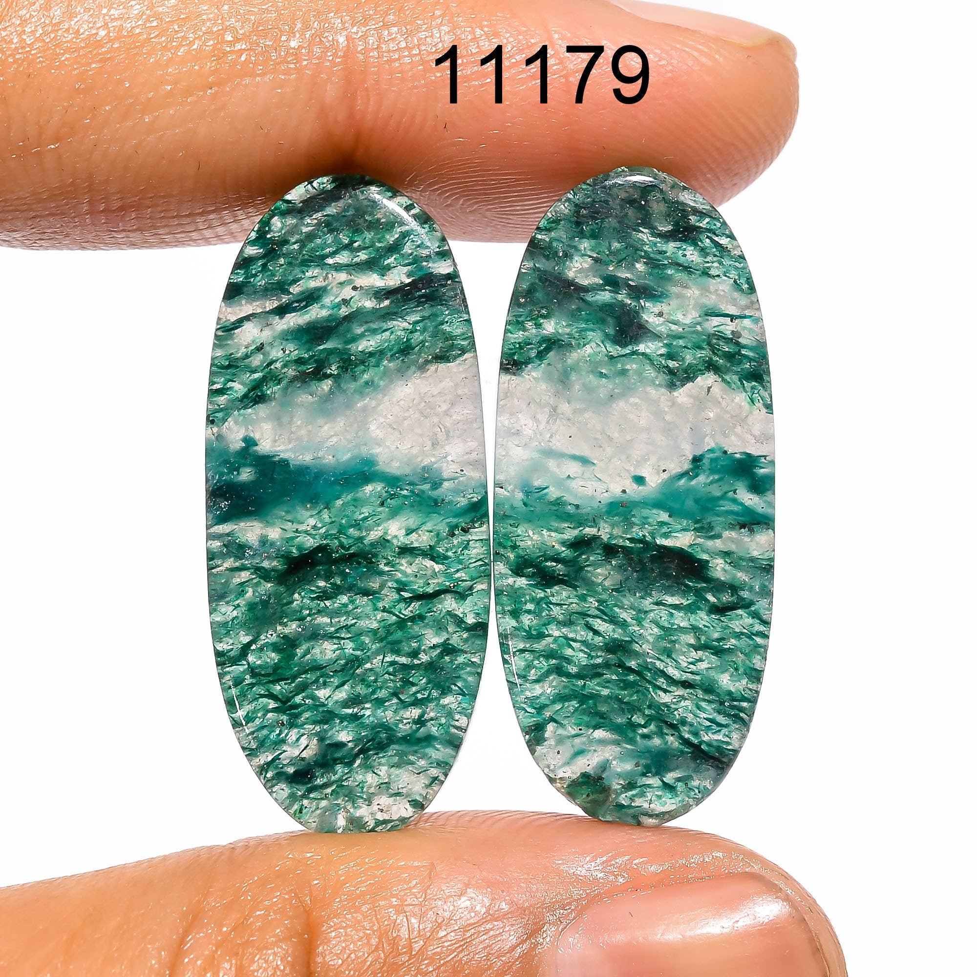 AAA Green Jade Gemstone Cabochon Pair, Mix Shape Loose Stones