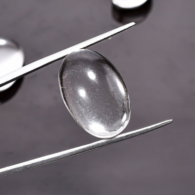 Bulk Clear Quartz Oval Cabochons in 8 Calibrated Sizes – AAA Grade Loose Gemstone Lot for Production Jewelry
