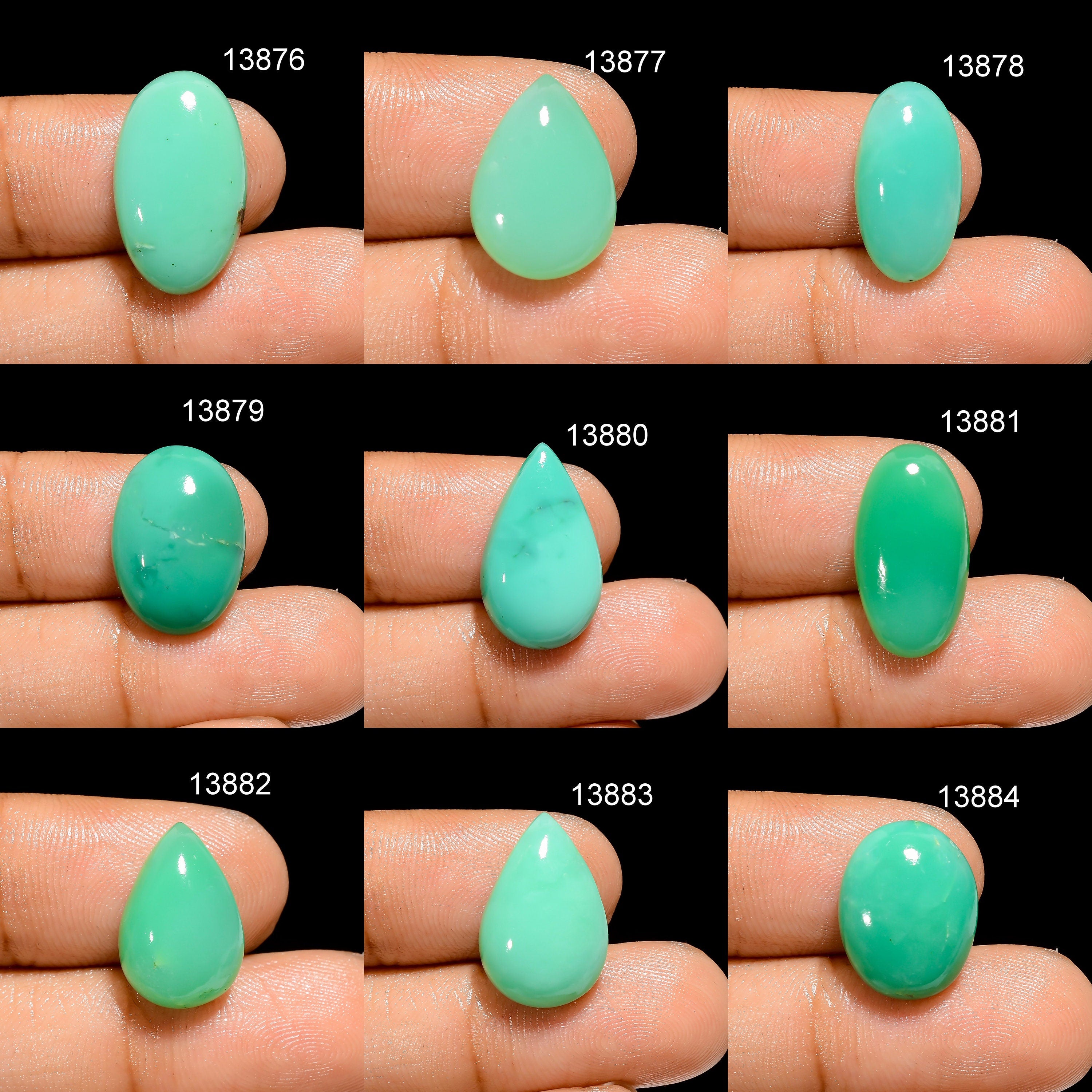 Natural Green Chrysoprase Cabochon, Oval Loose Stone - image 3