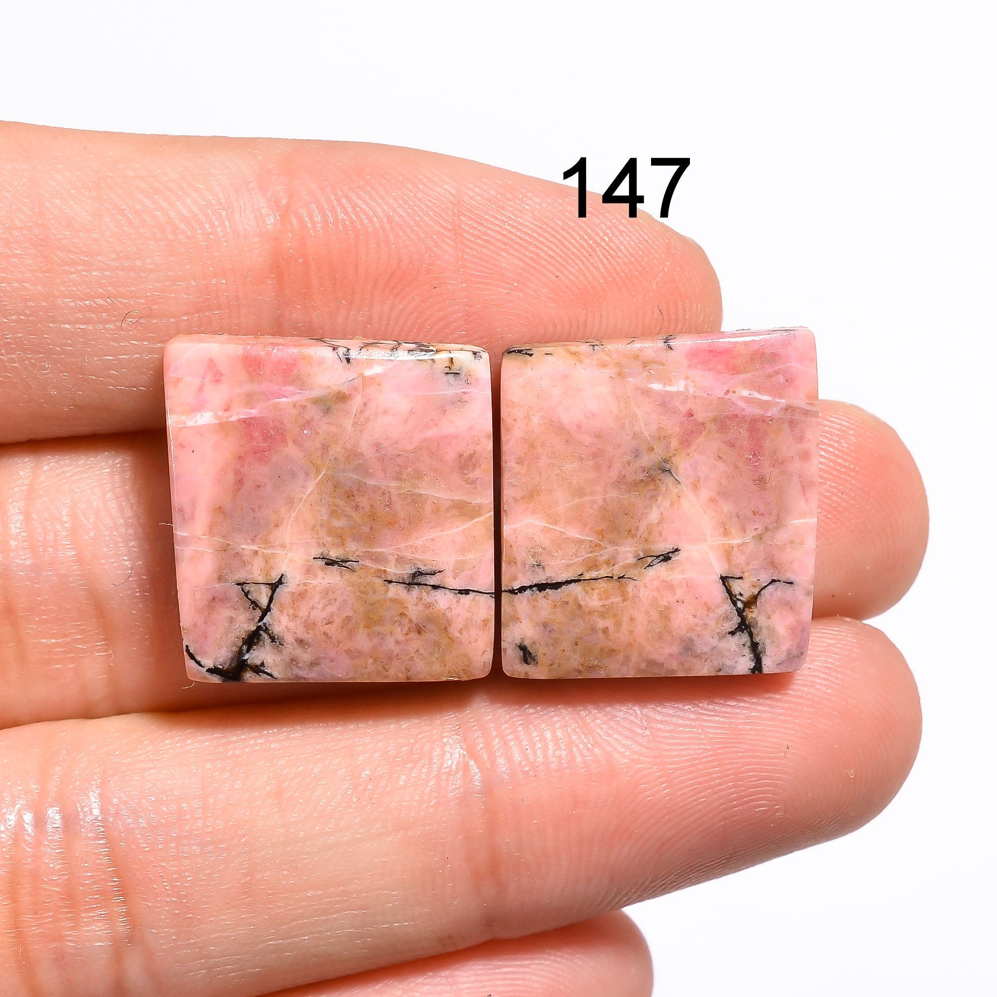 AAA Rhodonite Gemstone Cabochon Pair: Mix Shape Loose Natural Healing Crystal, - image 2