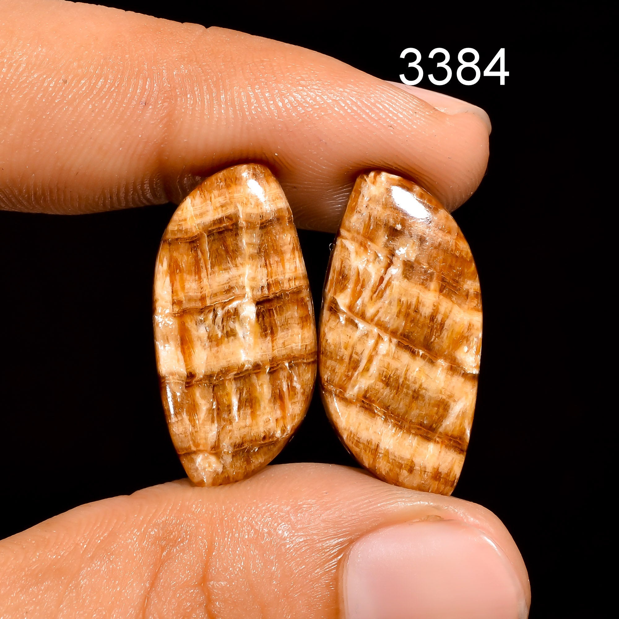 Candy Aragonite Gemstone Cabochon Pair: Matched Earring Jewelry Supply