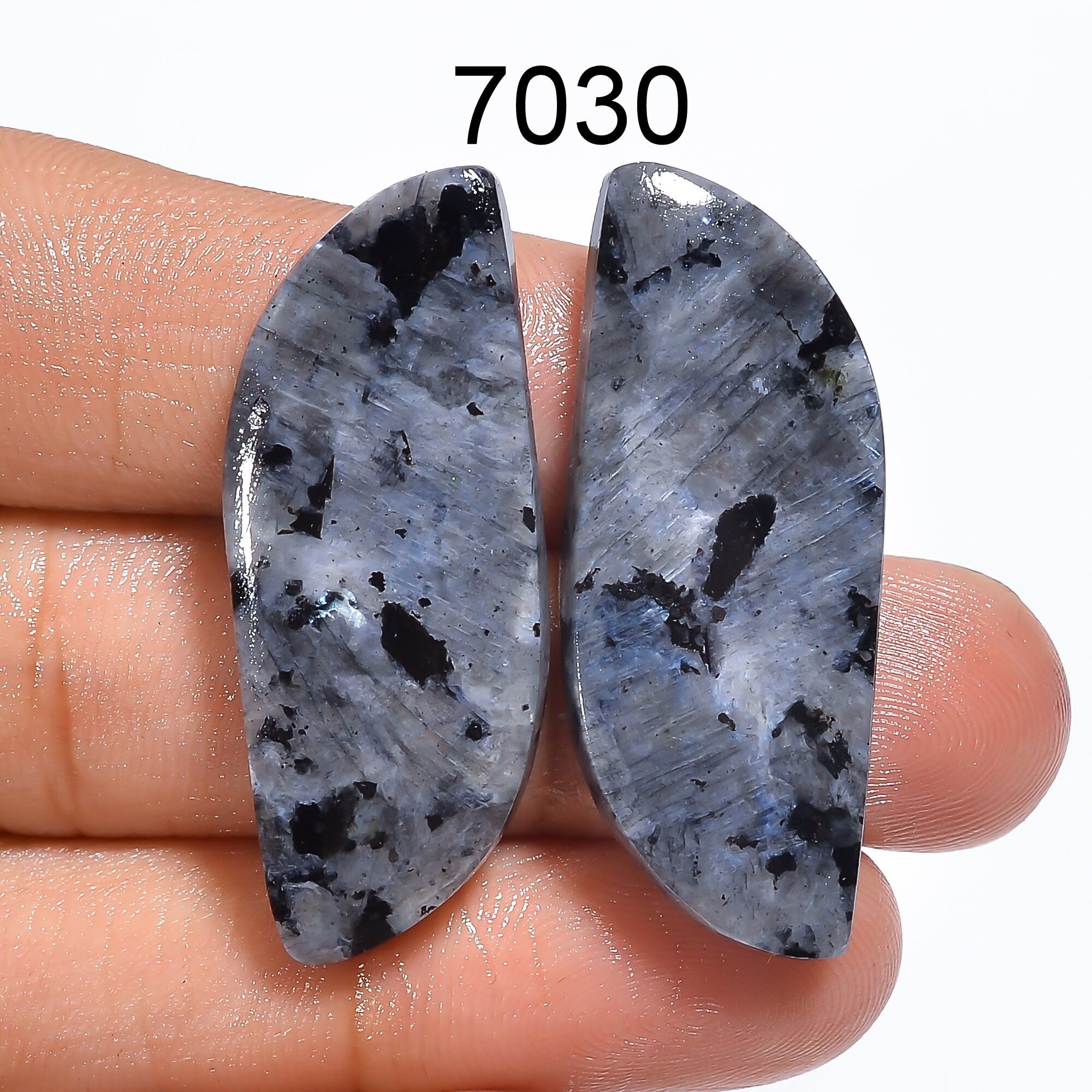 Larvakite Pair Gemstone, Designer Pair Cabochon, Jewelry Making Supply, Healing Crystal Gift For Her.