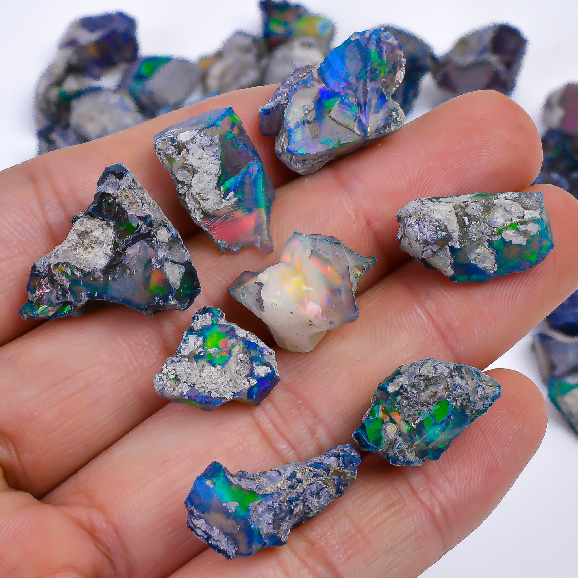 Natural Black Opal Raw Crystals, Multi Fire AAA Quality Ethiopian Opal Gemstone Mineral, Birthstone Healing Crystal,Jewe