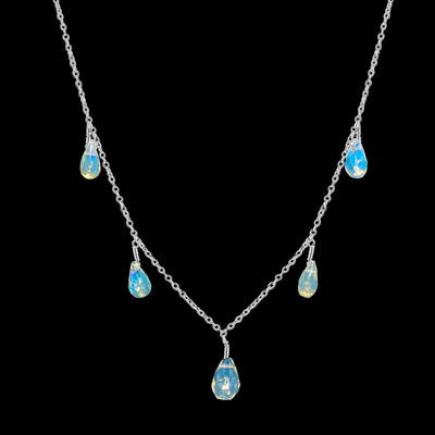 Natural Ethiopian Opal Drop Pendant with unique color flashes and 16+2 inch adjustable chain