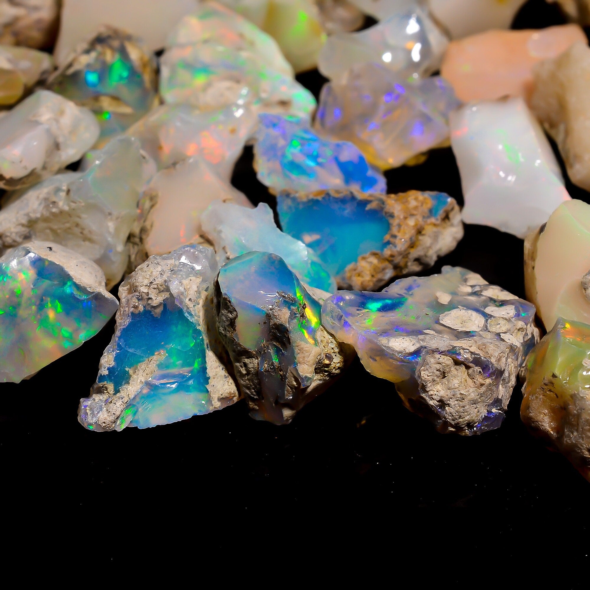 Raw Ethiopian Opal Crystals, Natural Honeycomb Opal