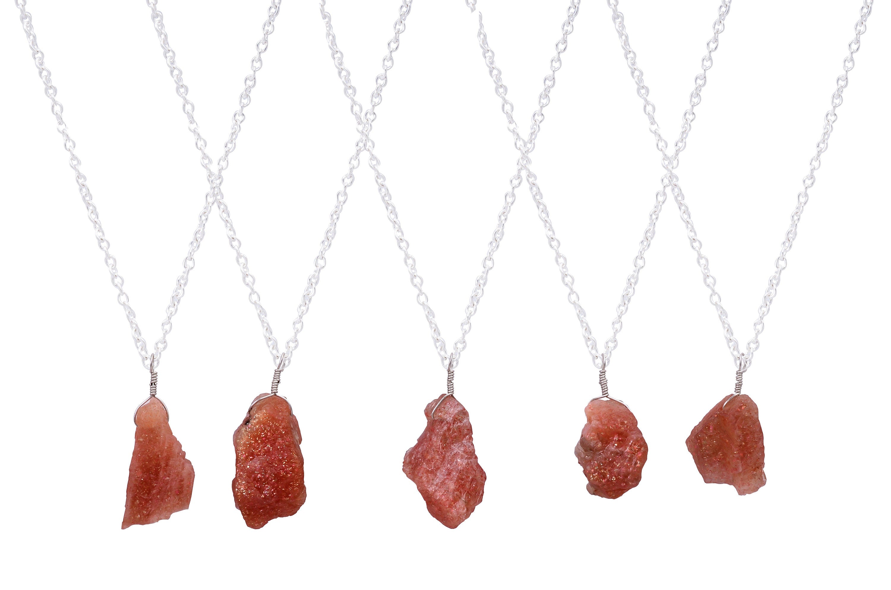Orange Natural Sunstone Pendant Necklace

