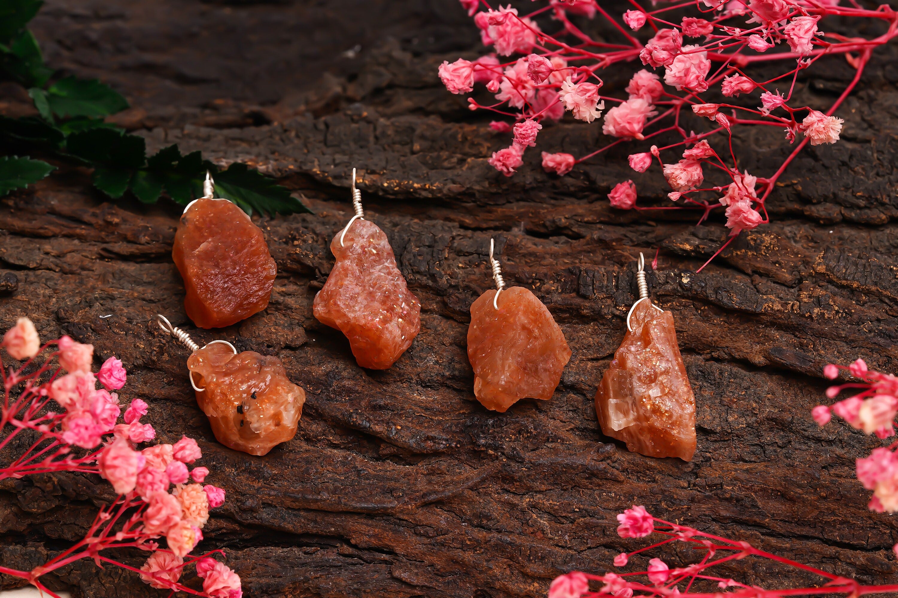 Raw sunstone with natural sparkling texture