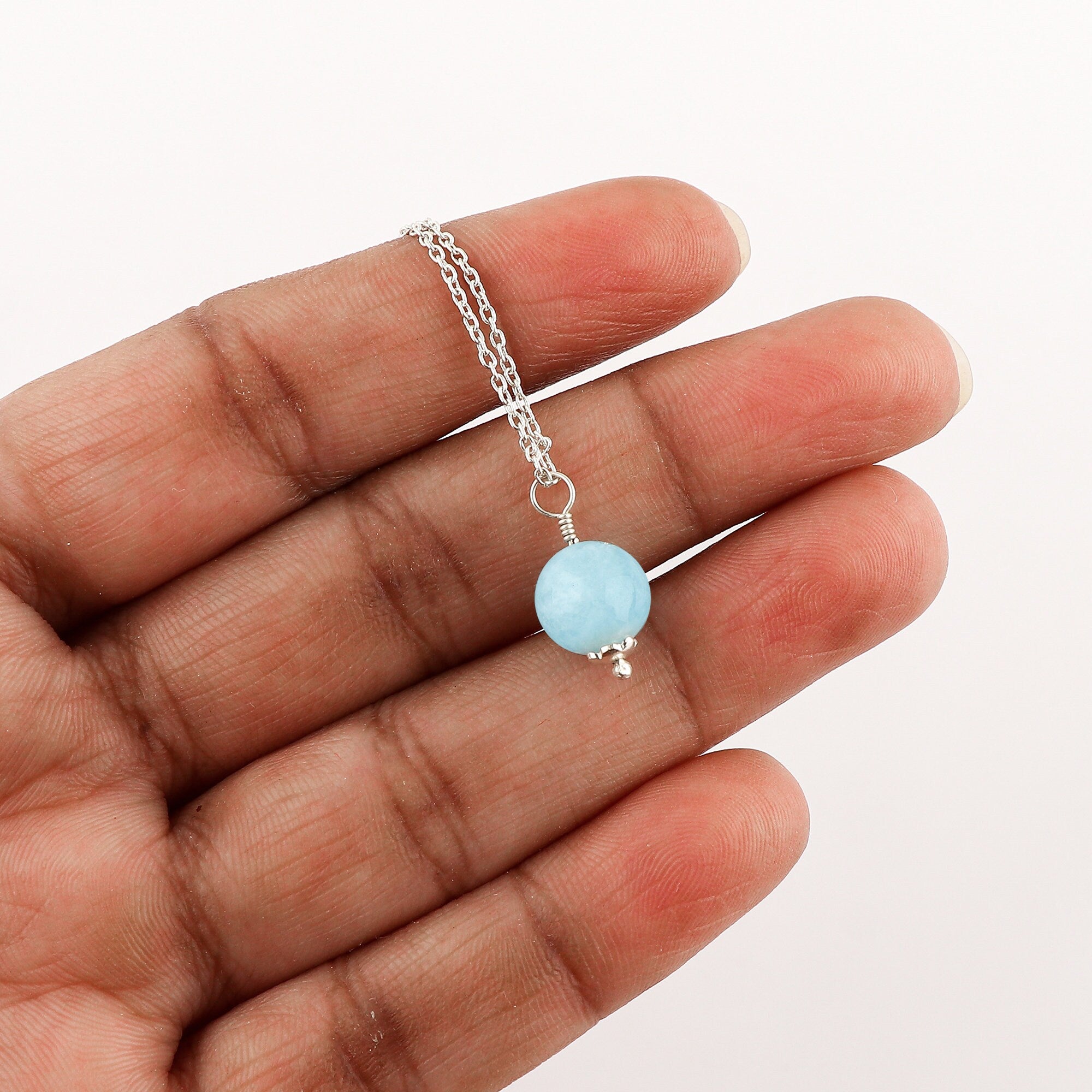Blue Aquamarine Crystals Pendant with silver-plated finish