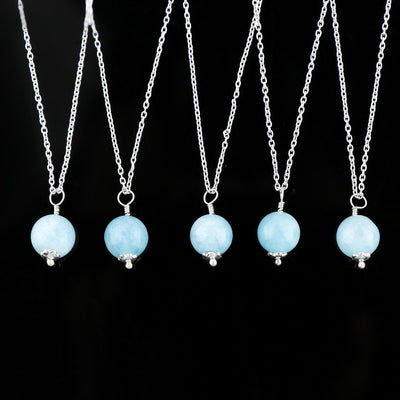 AA+ Blue Aquamarine Crystal Pendant in Silver Plated (Approx. 10 mm)