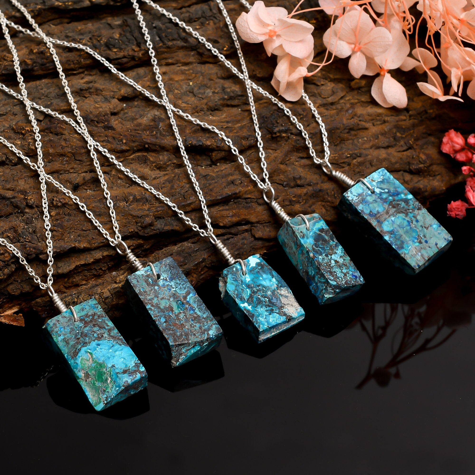 Natural Shattuckite Pendant in Silver Plated