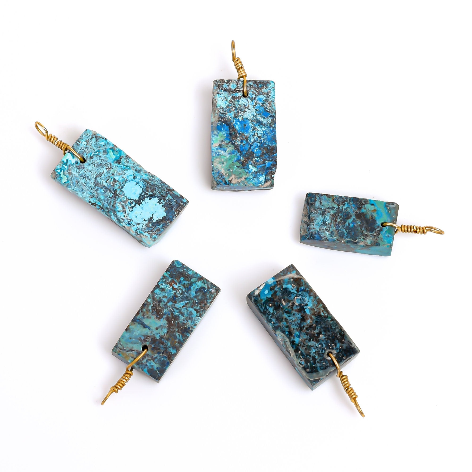 Shattuckite Gemstone Pendant Necklace, Raw Crystal, Gold Plated Jewelry - image 4