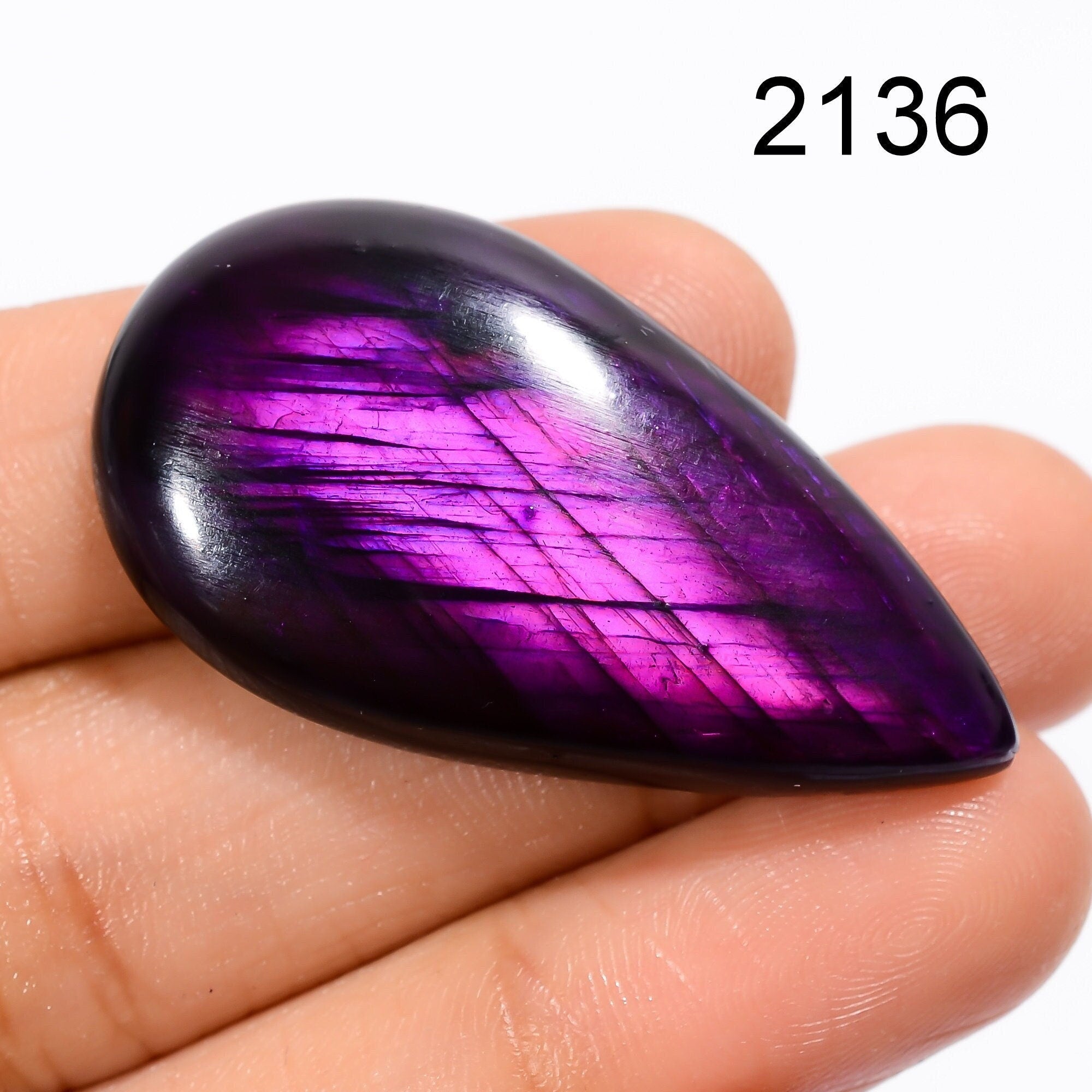 Dyed Purple Labradorite Cabochon, Pear Shape, AAA Quality, 42.5 Ct