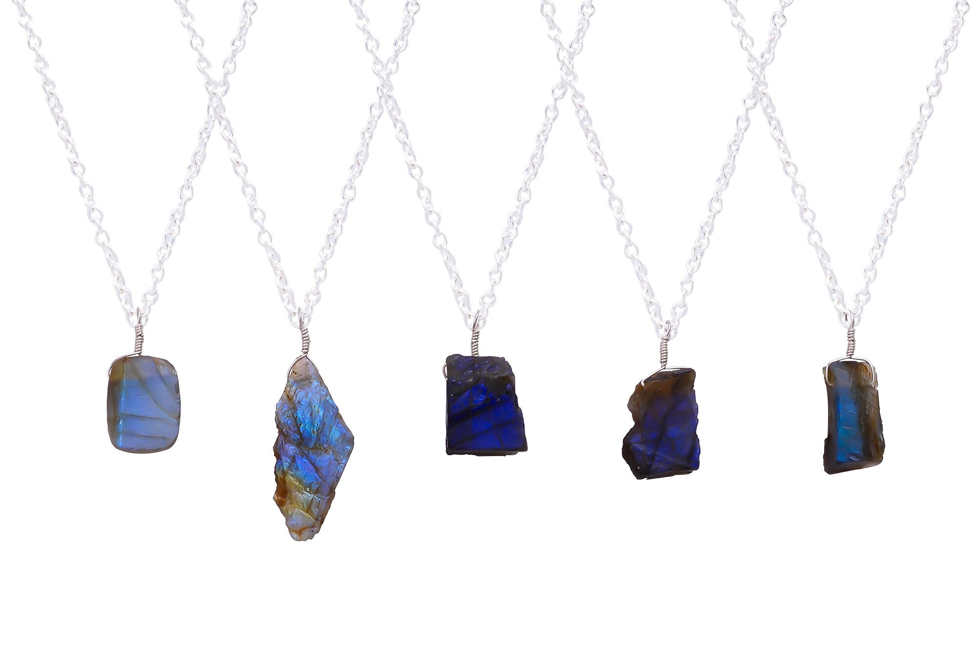 AAA Raw Labradorite Pendant  silver-plated brass and adjustable extender chain