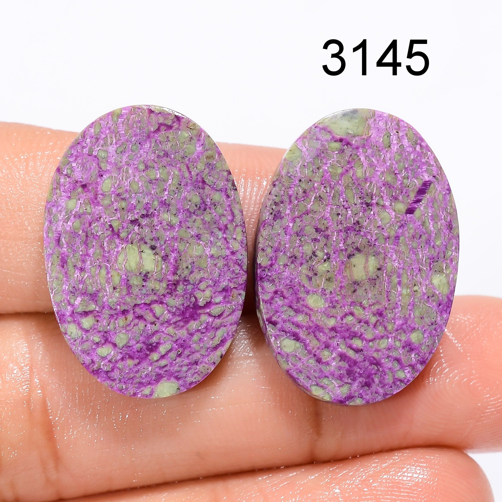Natural Purpurite Stichtite Cabochon Pair, Purple Crystal Pendant Gemstone - image 4