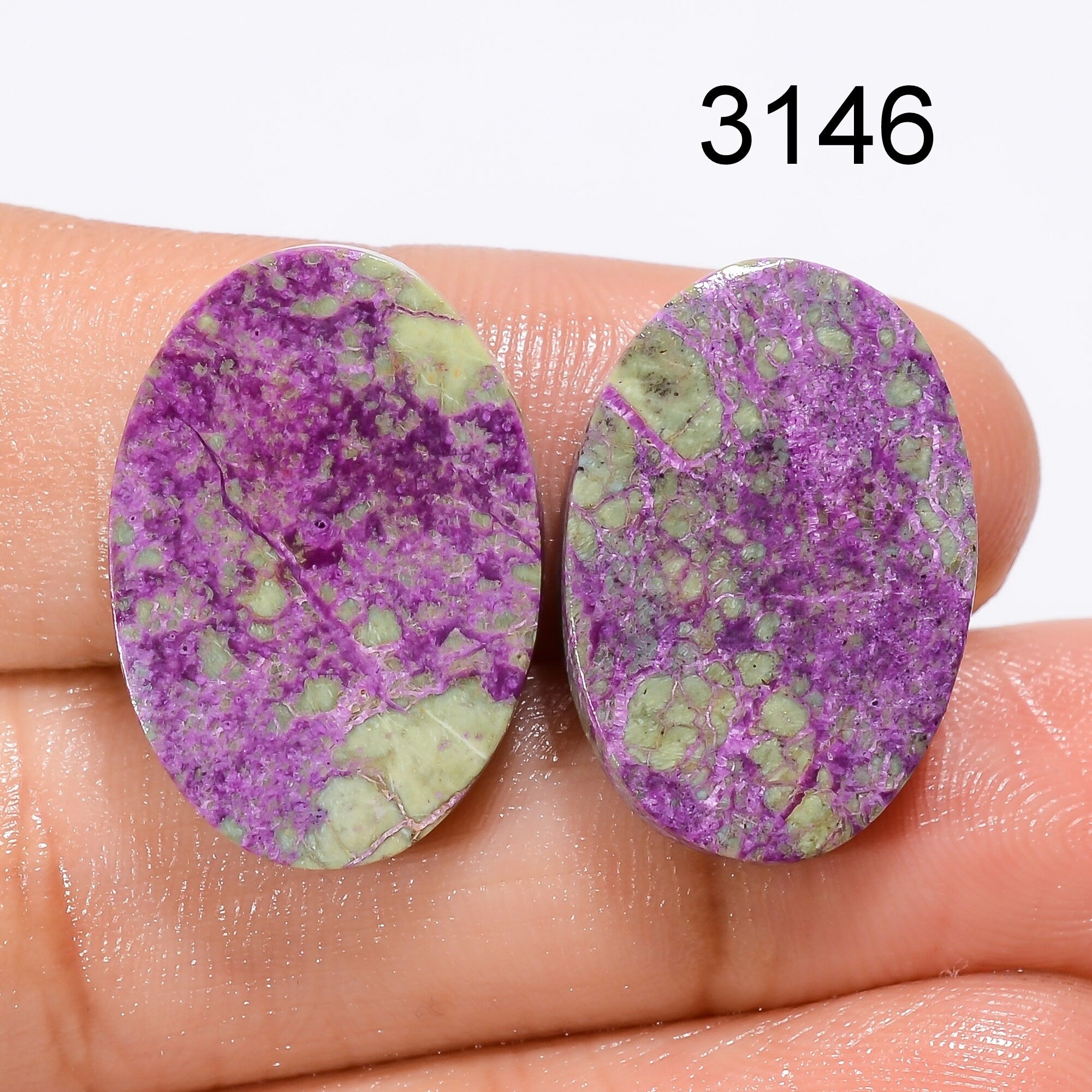 Natural Purpurite Stichtite Cabochon Pair, Purple Crystal Pendant Gemstone - image 5