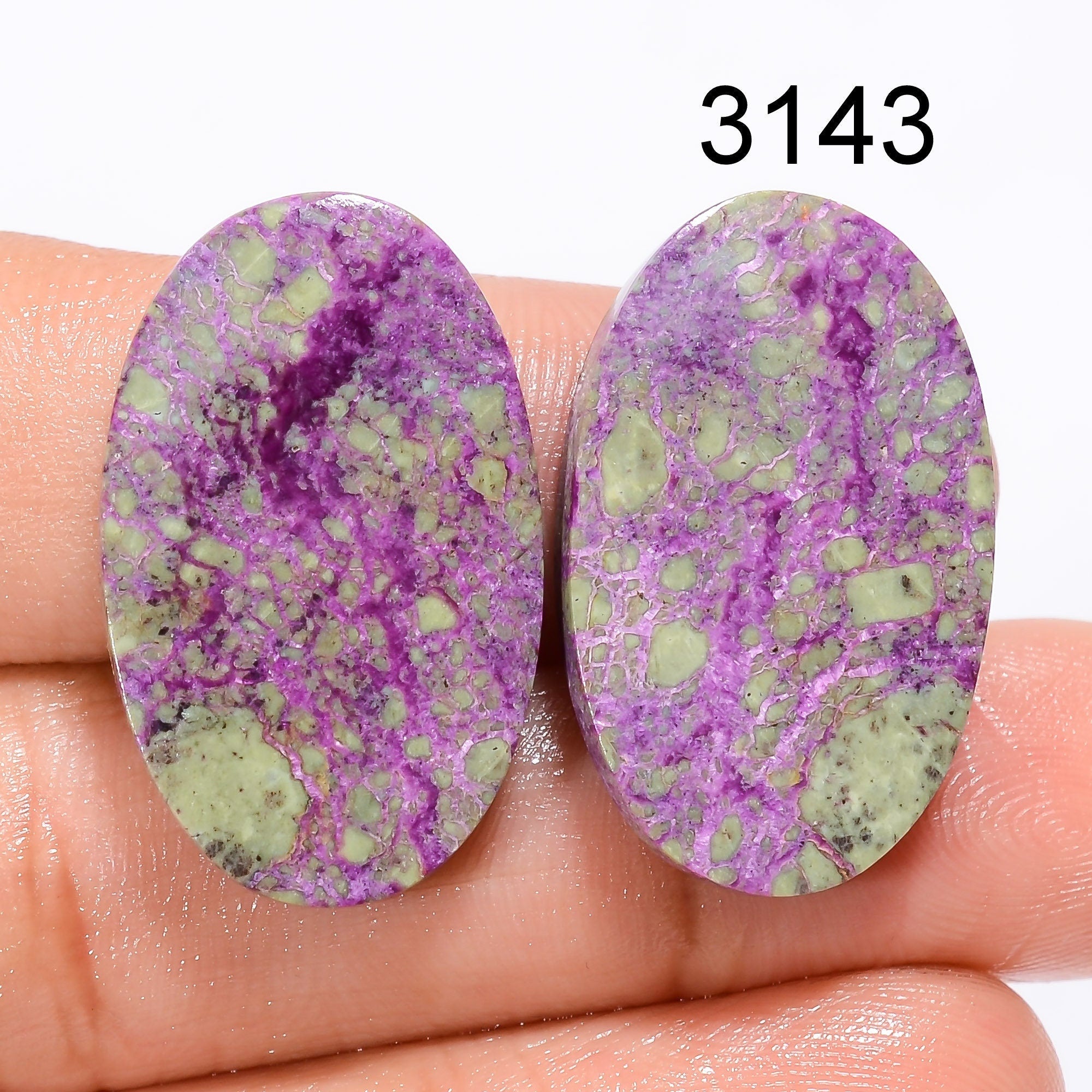 Natural Purpurite Stichtite Cabochon Pair, Purple Crystal Pendant Gemstone