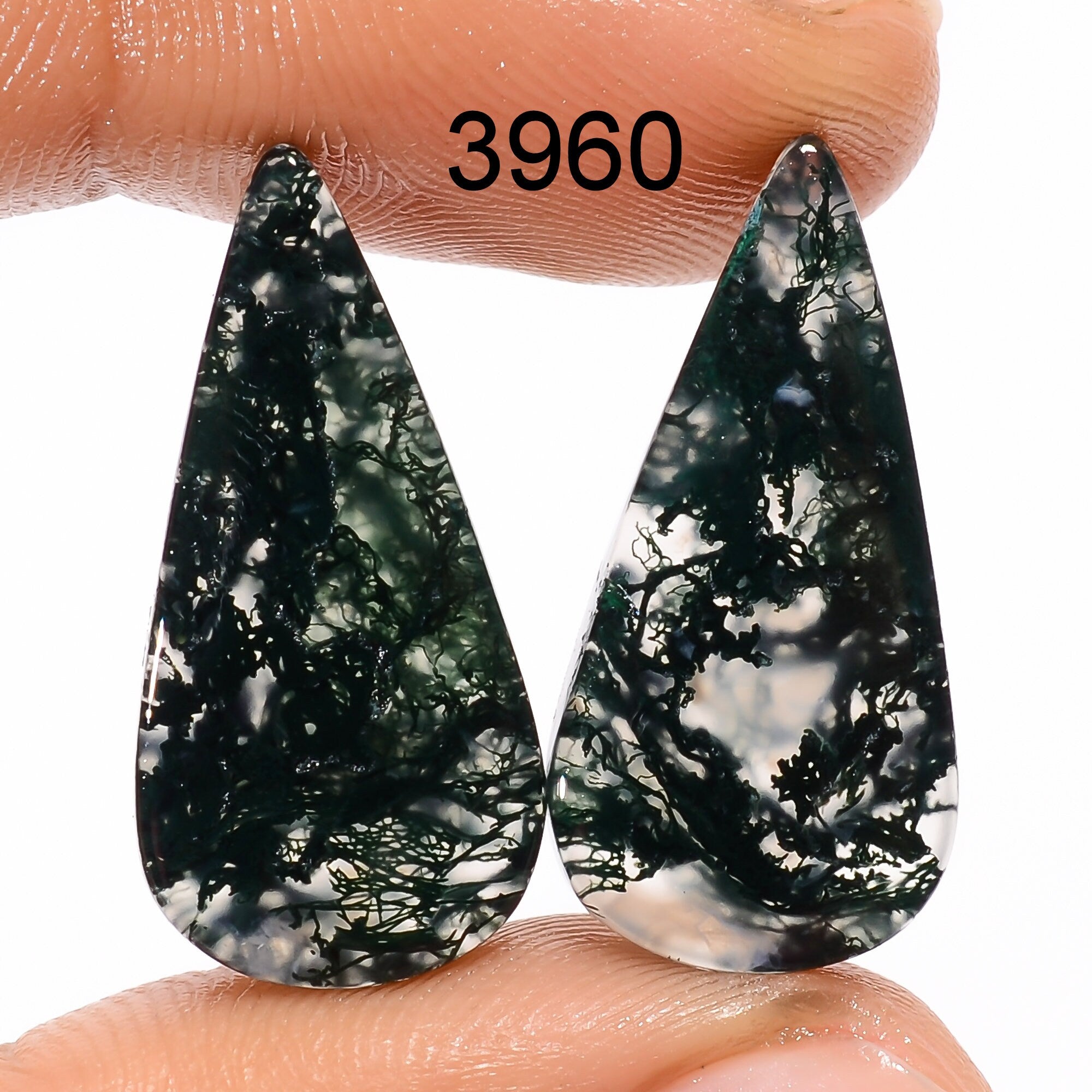 Moss Agate Pair Cabochon, Designer Gemstone, DIY Jewelry Making - image 2