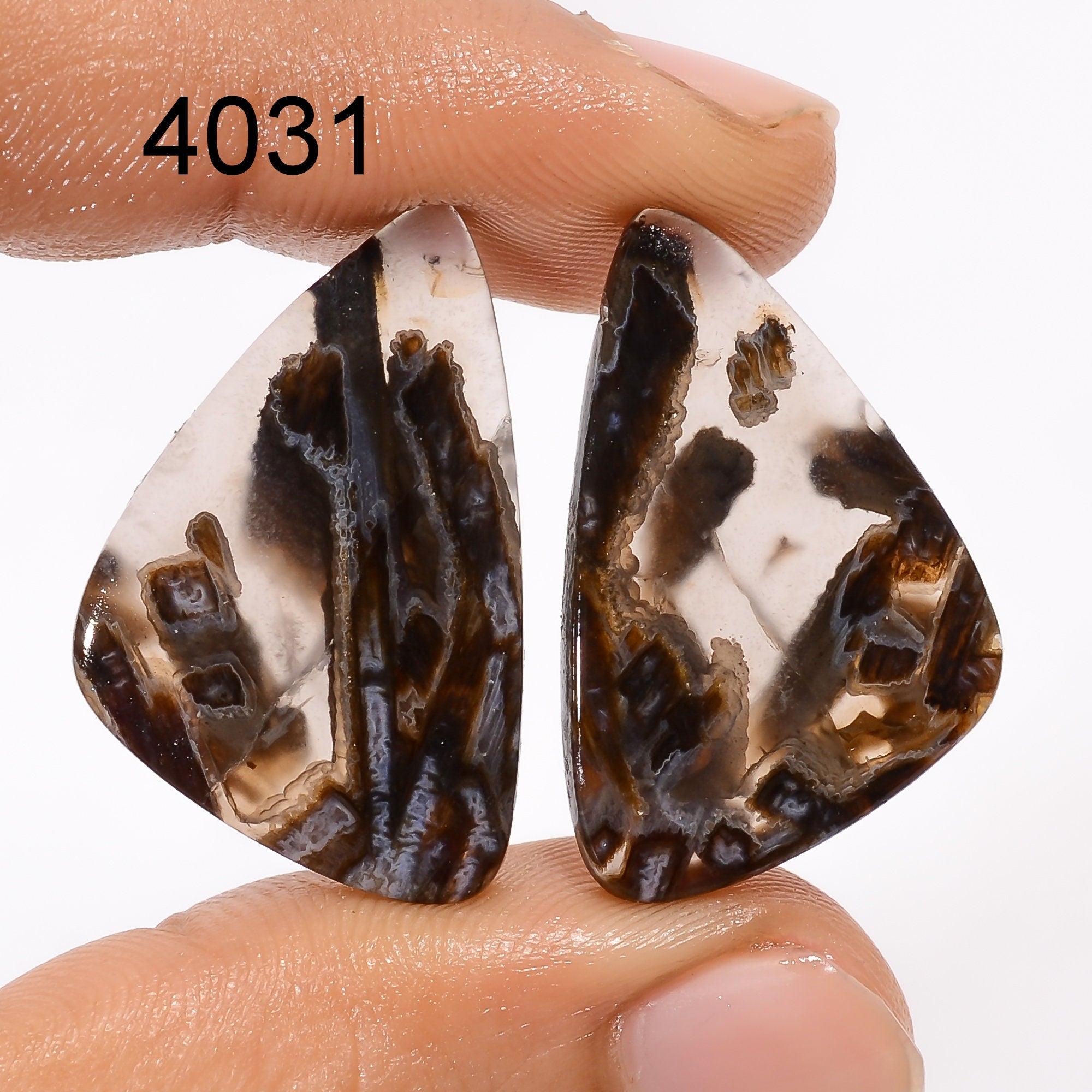 AAA Turkish Stick Agate Gemstone Pair, Mix Shape Cabochons - image 2