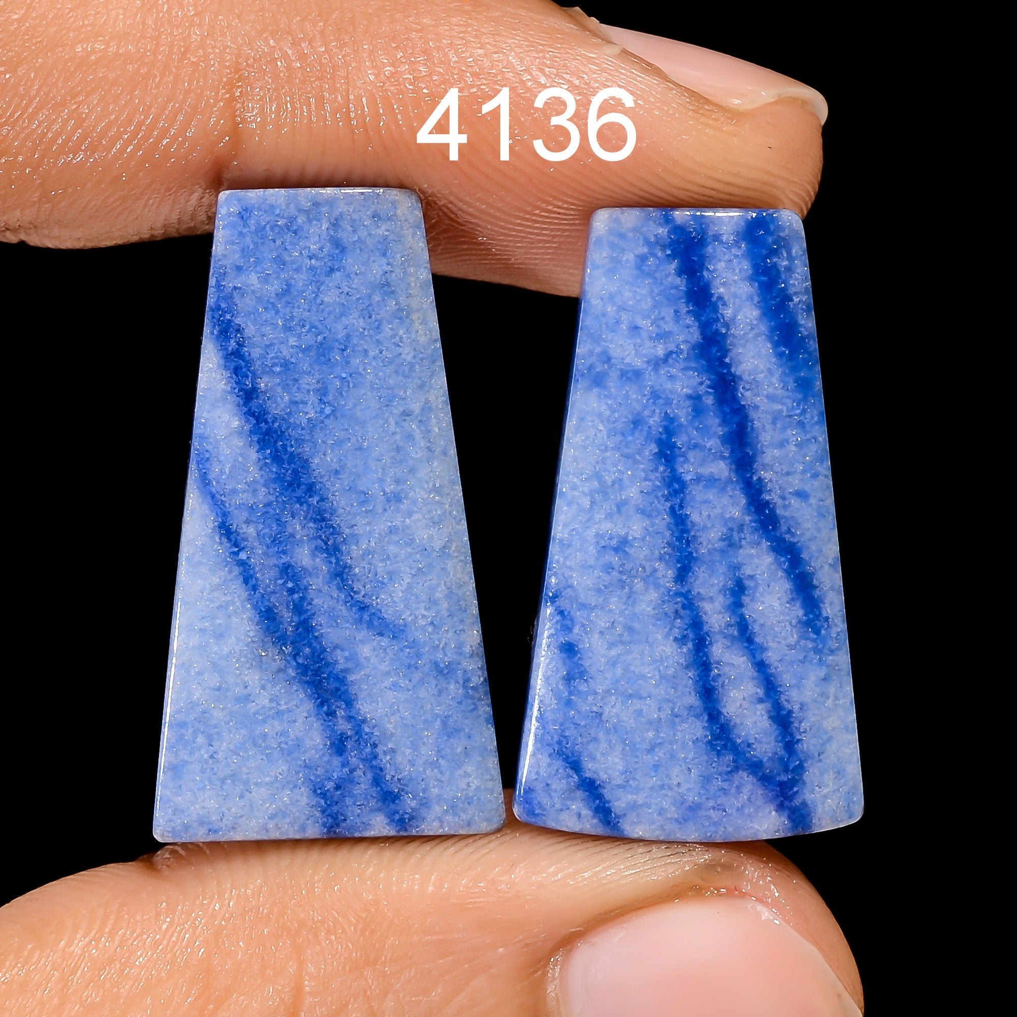 Natural Blue Quartz Pair Gemstone, Natural Blue Quartz Cabochon Pair, Loose Gemstone Pair For Earring Jewelry Making Sup