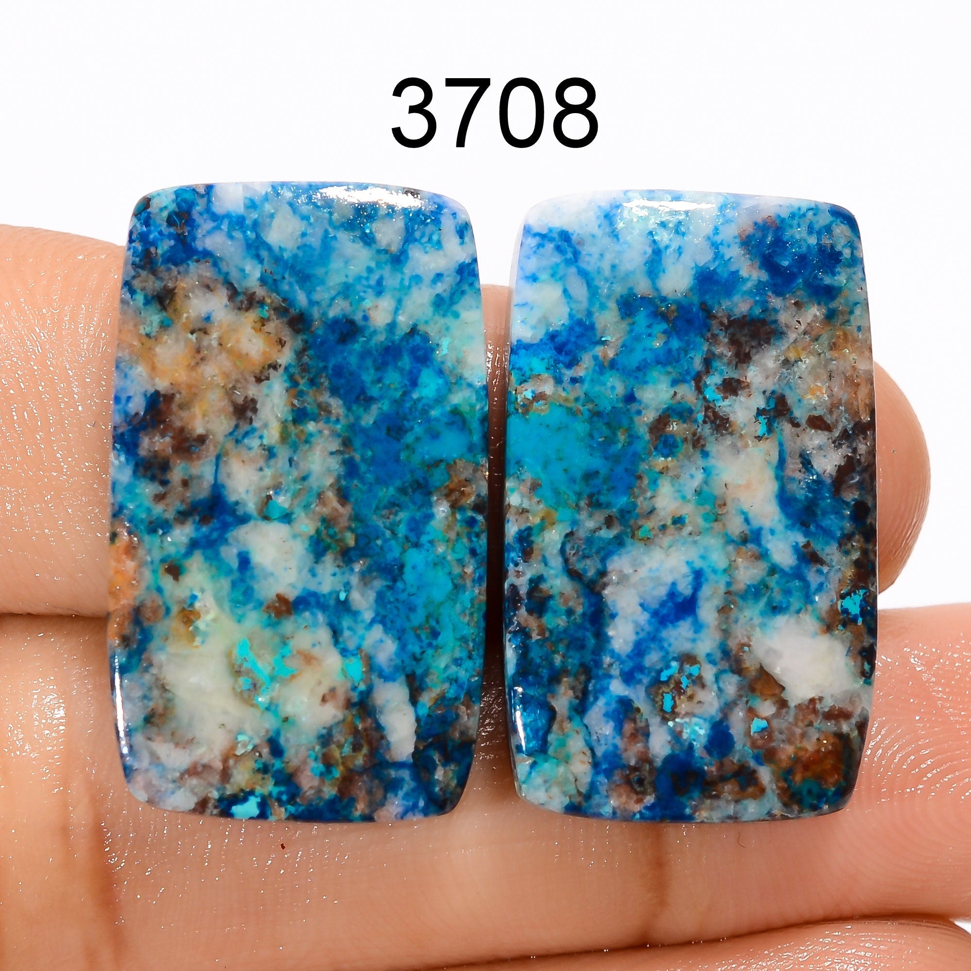 Natural Shattuckite Gemstone Pair: Matched Cabochons for Earring Making - image 4