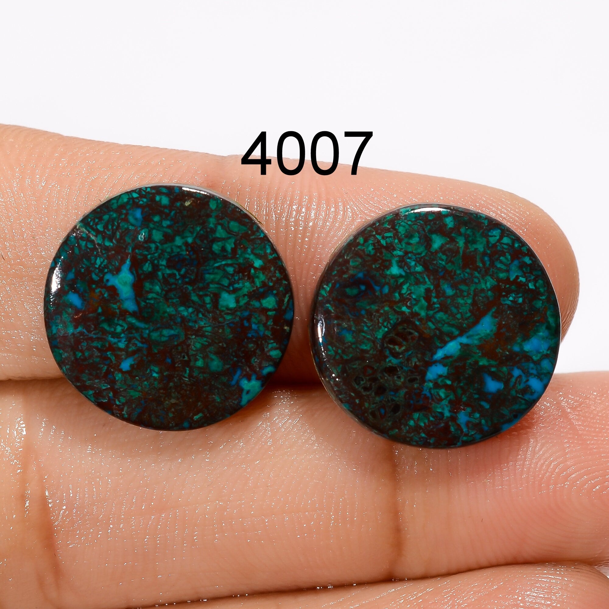 Natural Chrysocolla Pair Gemstone, Natural Chrysocolla Cabochons Pair, Loose Chrysocolla Cabochons Pair for Earring Jewe