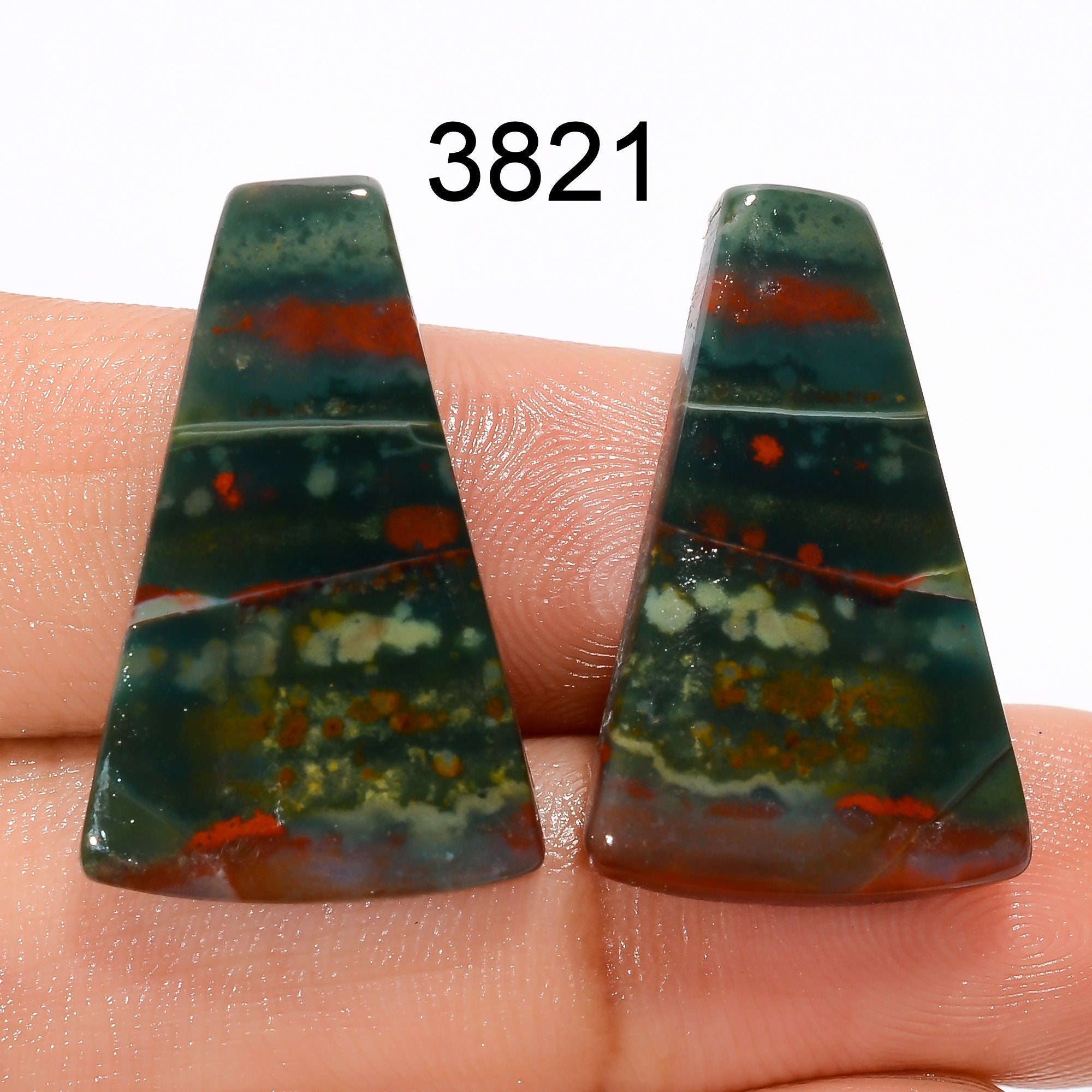 AAA Bloodstone Cabochon Pair: Natural Gemstone for Jewelry Making