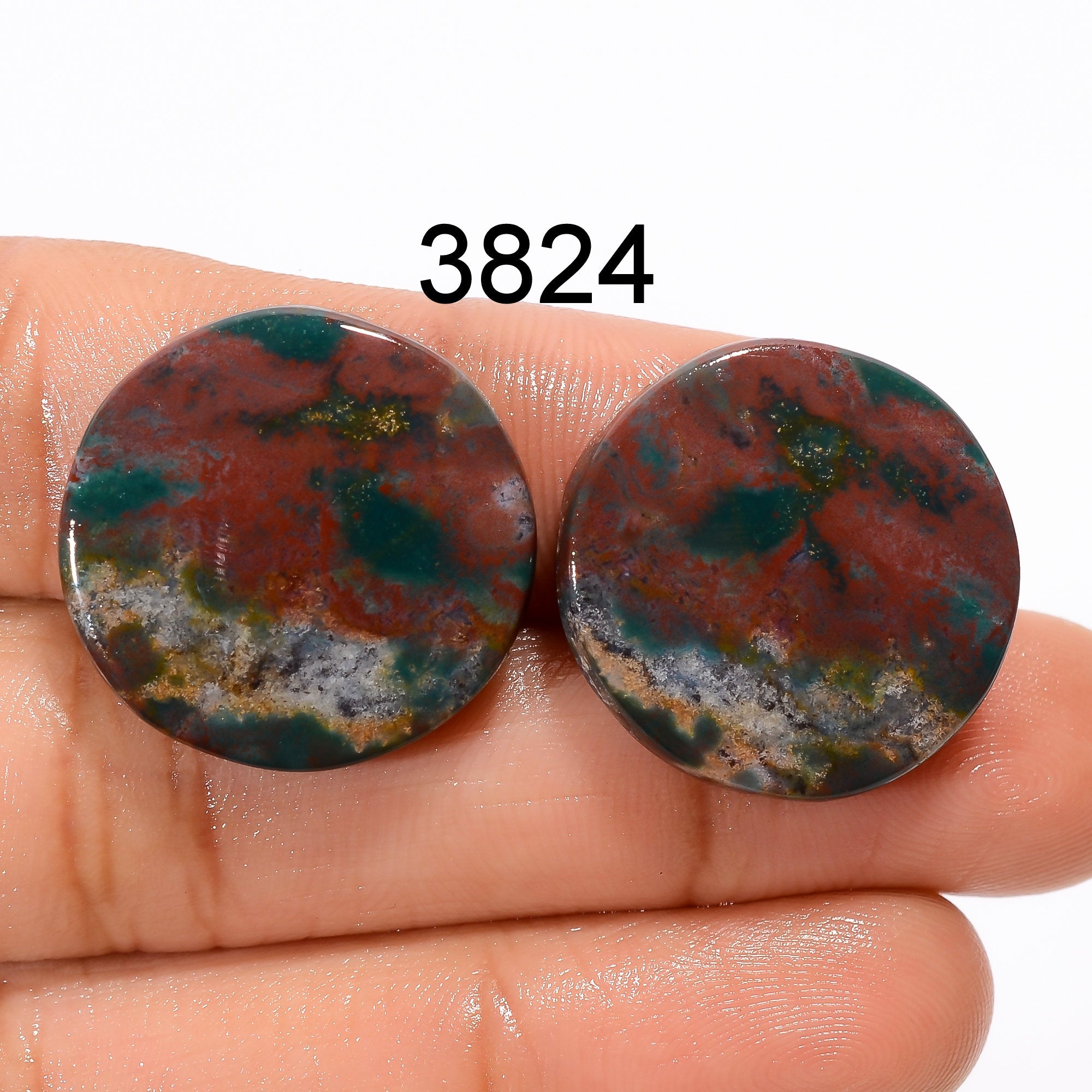 AAA Bloodstone Cabochon Pair: Natural Gemstone for Jewelry Making - image 5