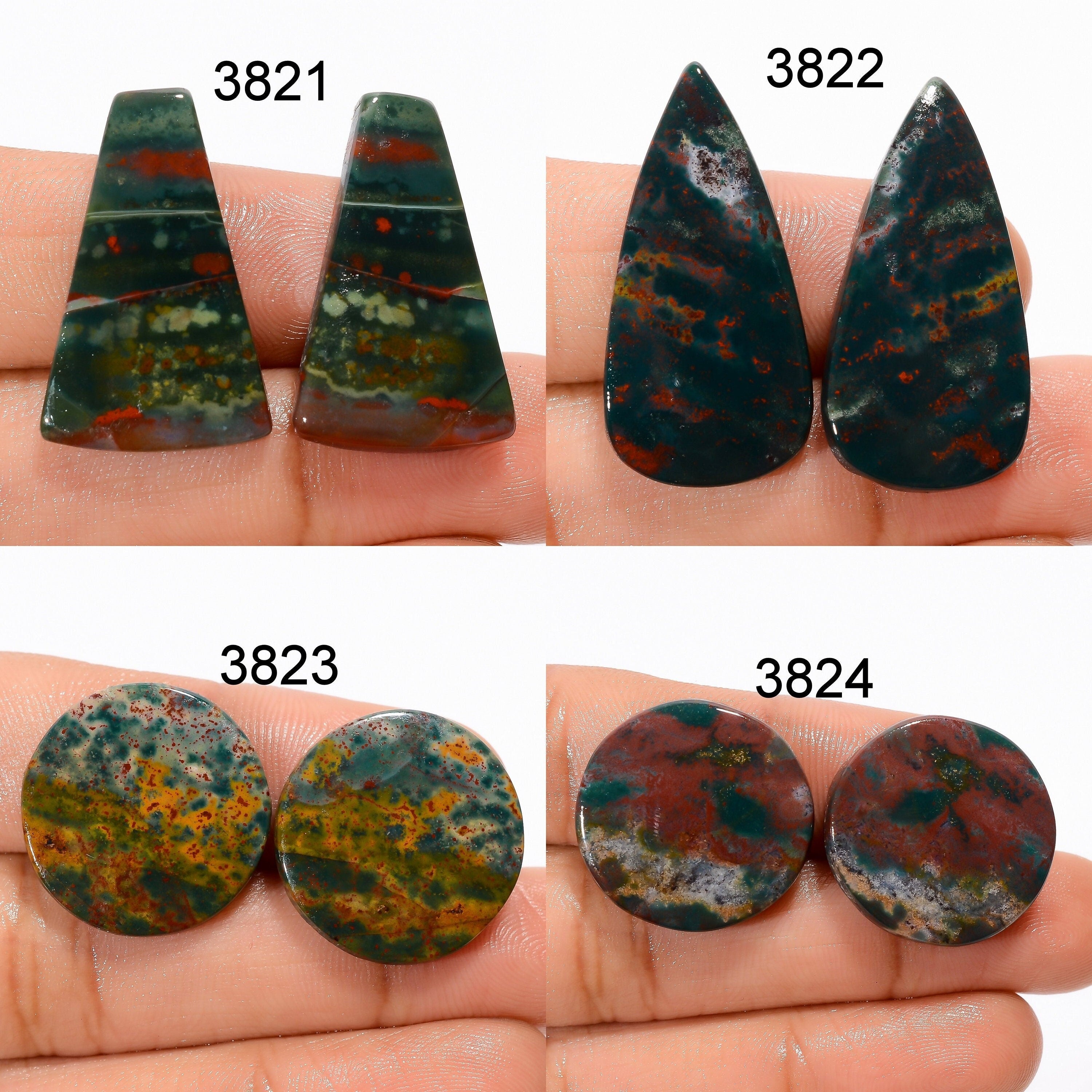 AAA Bloodstone Cabochon Pair: Natural Gemstone for Jewelry Making - image 2