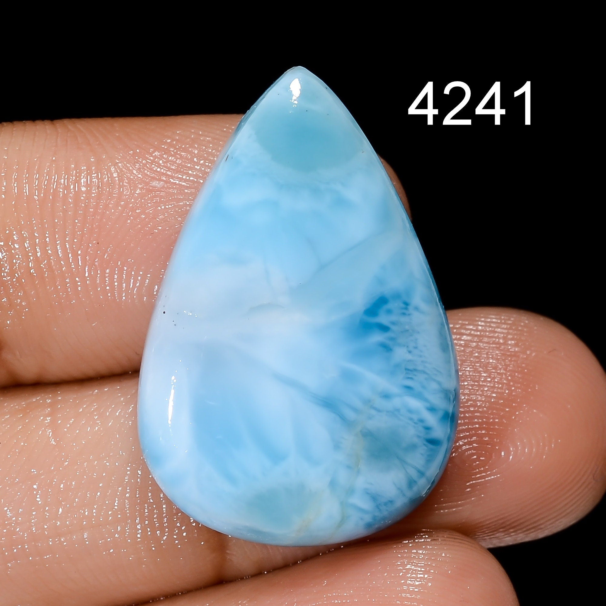 Natural Larimar Gemstone, Designer Larimar Cabochon Crystal, DIY-ART-CRAFTS Pendant Necklace.