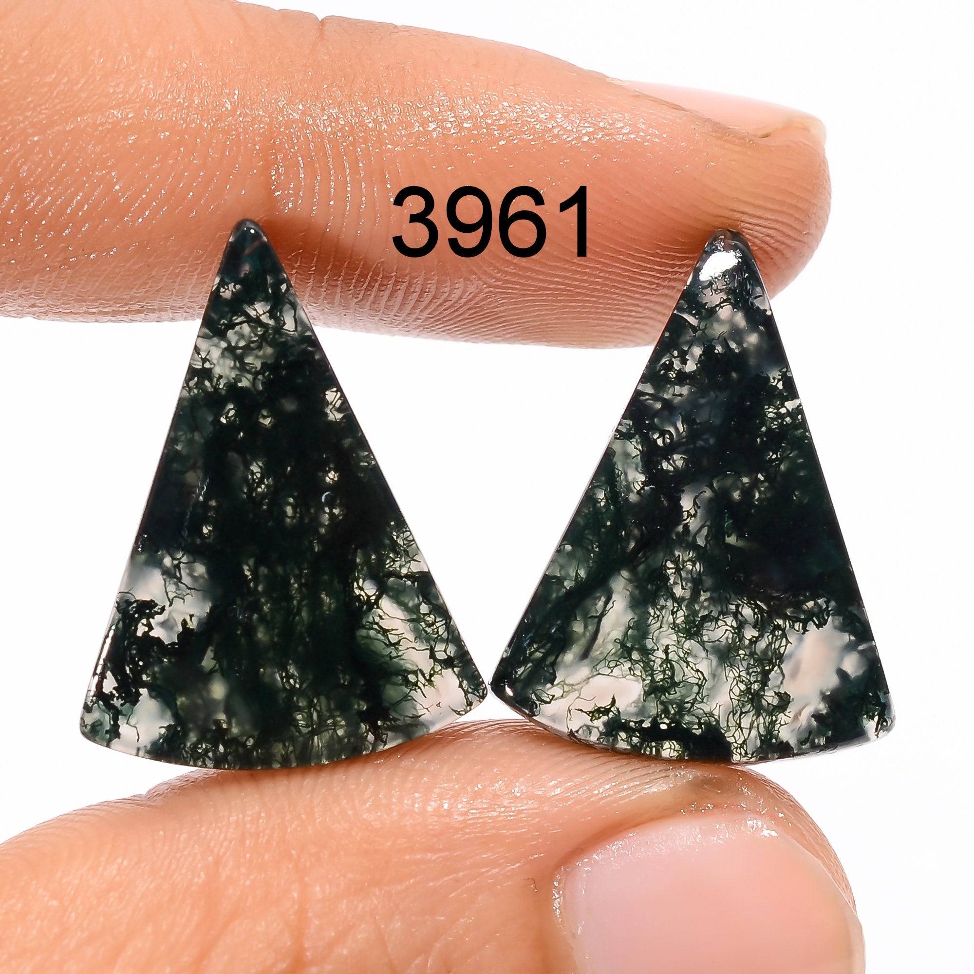 Moss Agate Pair Cabochon, Designer Gemstone, DIY Jewelry Making - image 3