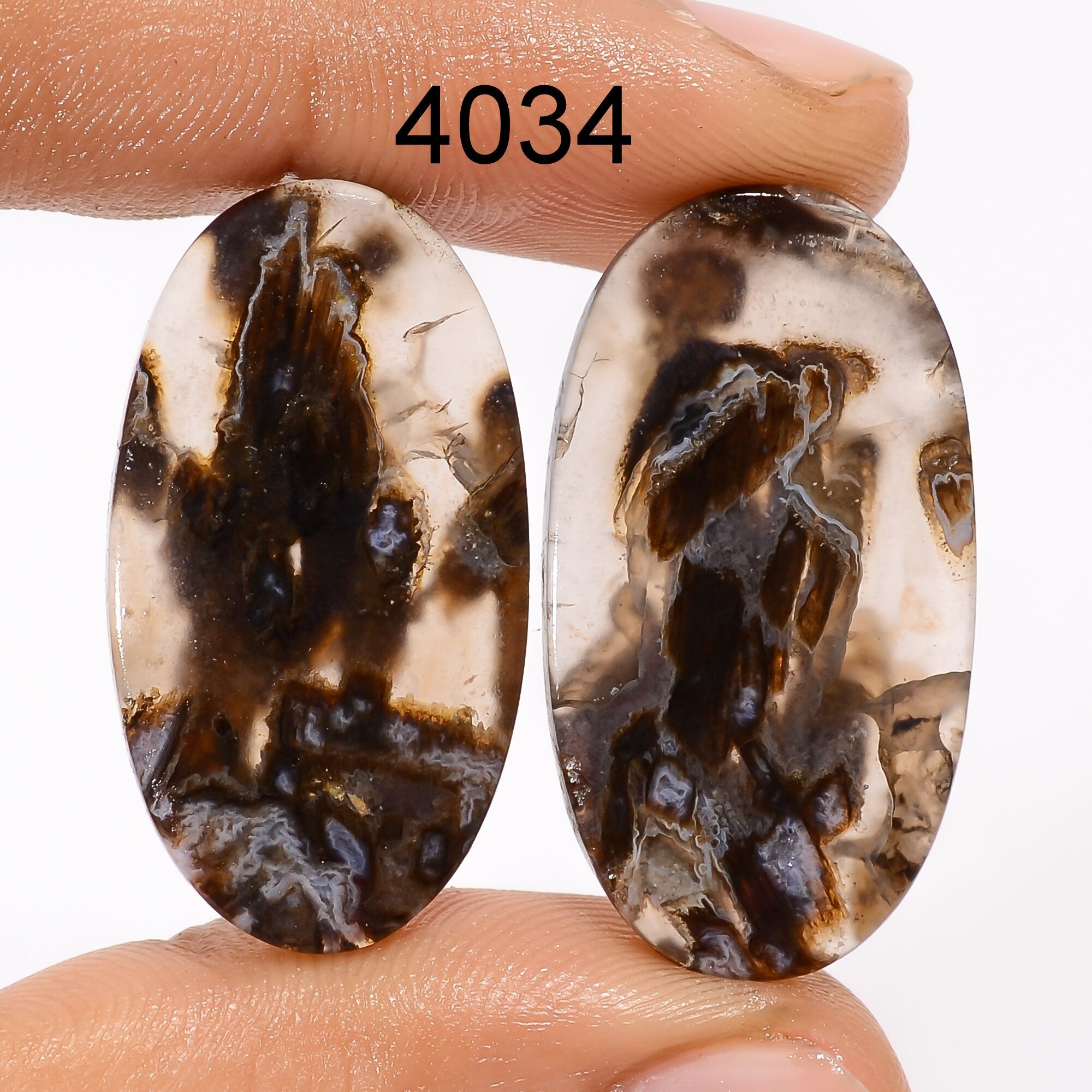 AAA Turkish Stick Agate Gemstone Pair, Mix Shape Cabochons - image 4