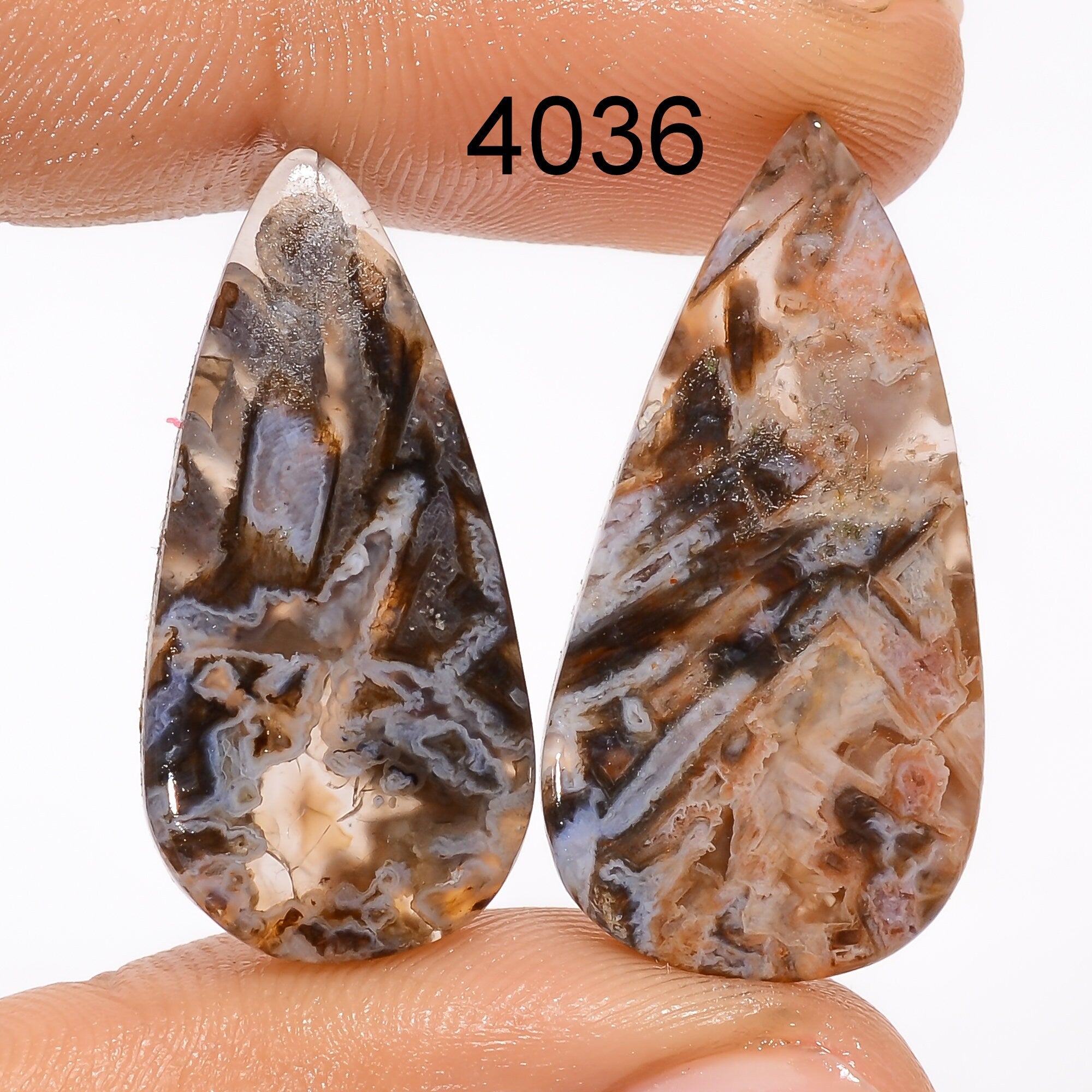 AAA Turkish Stick Agate Gemstone Pair, Mix Shape Cabochons - image 6