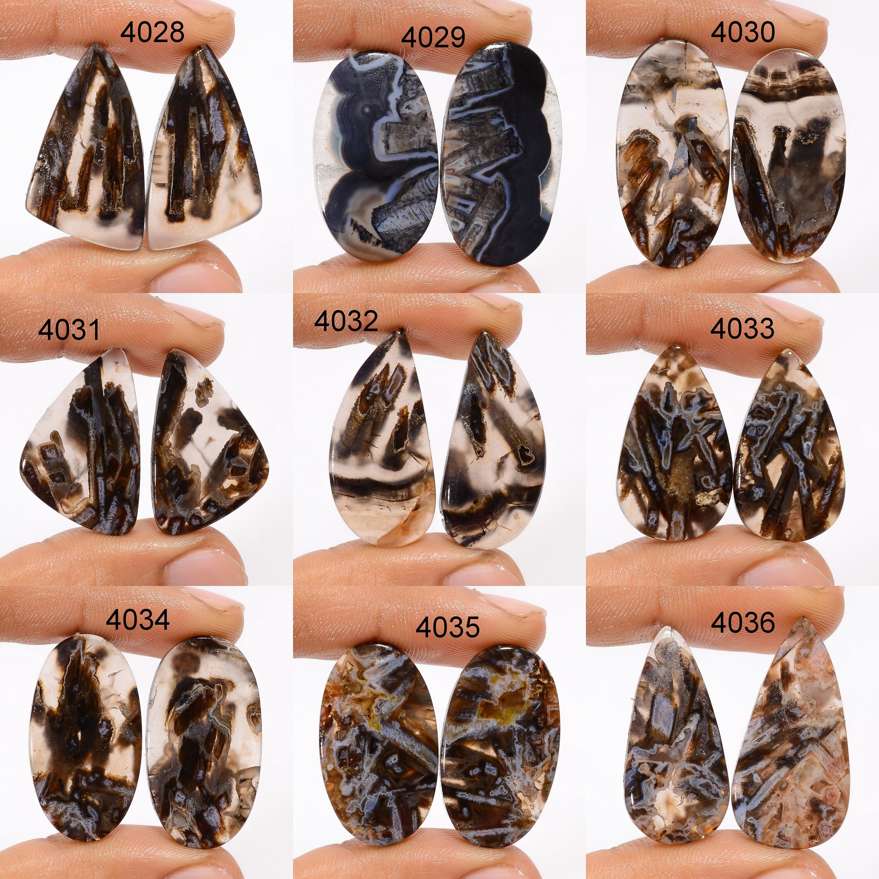 AAA Turkish Stick Agate Gemstone Pair, Mix Shape Cabochons - image 7