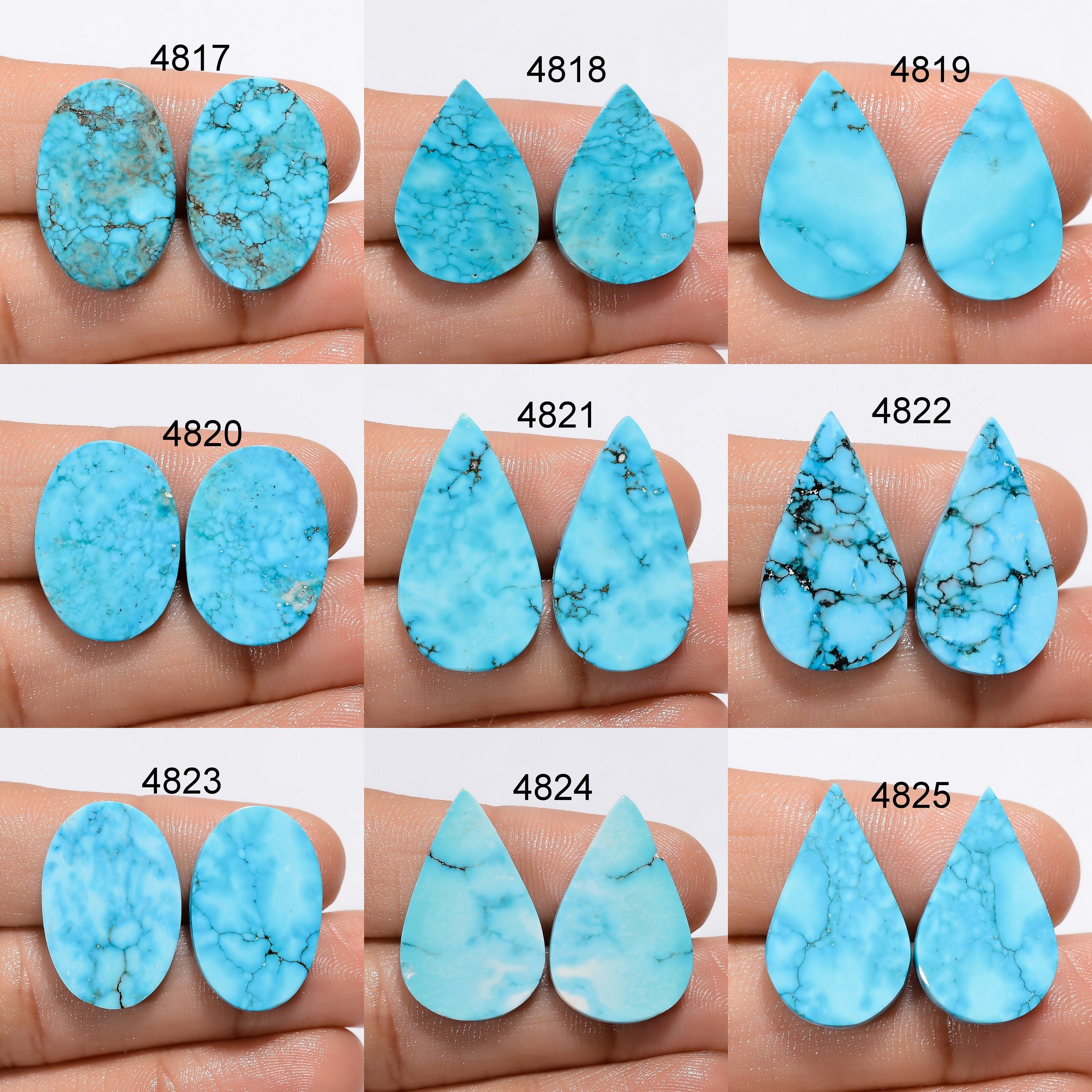 Turquoise Cabochon Matched Pair: Blue Gemstones for Earrings - image 3